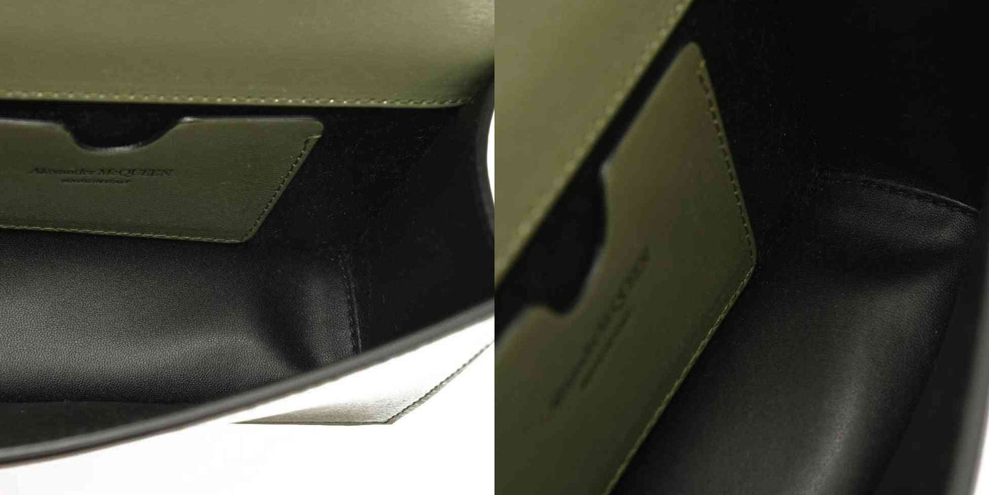 Alexander McQueen  Calfskin Knuckle Skull Crossbody Khaki Green Black