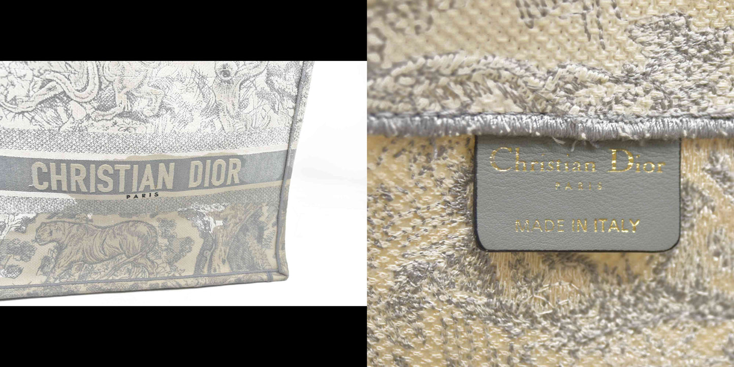 $3350 CHRISTIAN DIOR Canvas Embroidered Medium Dioriviera Toile De Jouy Book Tote Gray CONSIGNMENT