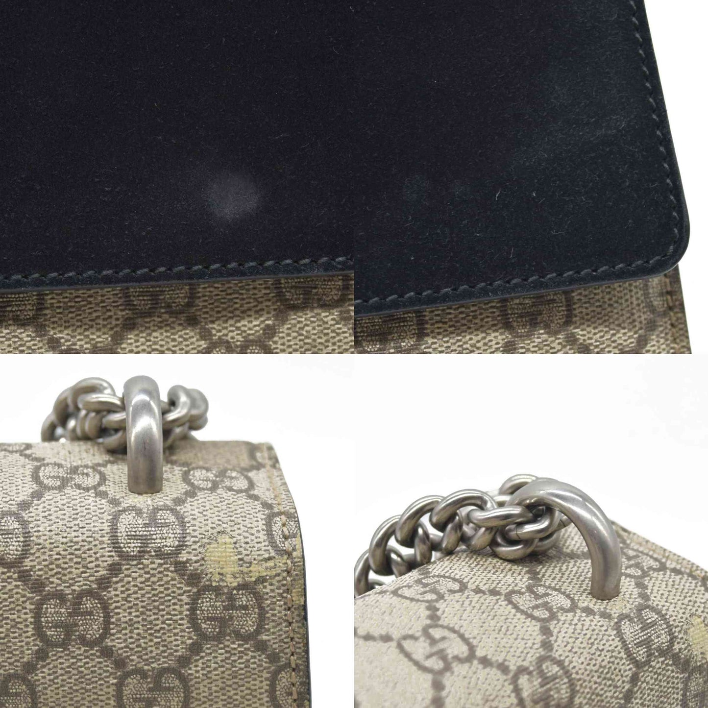 $3350 Gucci GG Supreme Monogram Small Dionysus Shoulder Bag Black