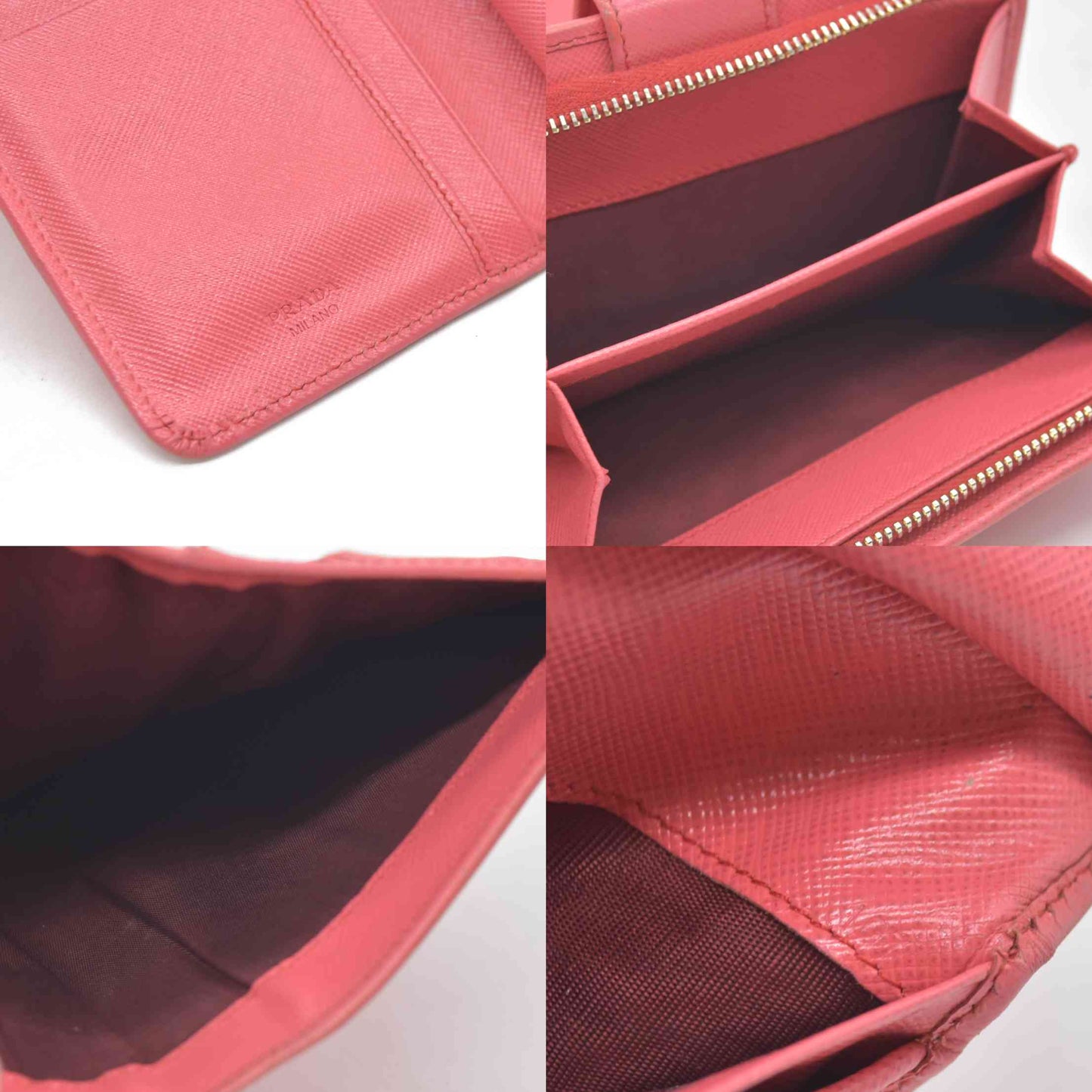 $560 Prada Saffiano Metal Compact Wallet Geranio
