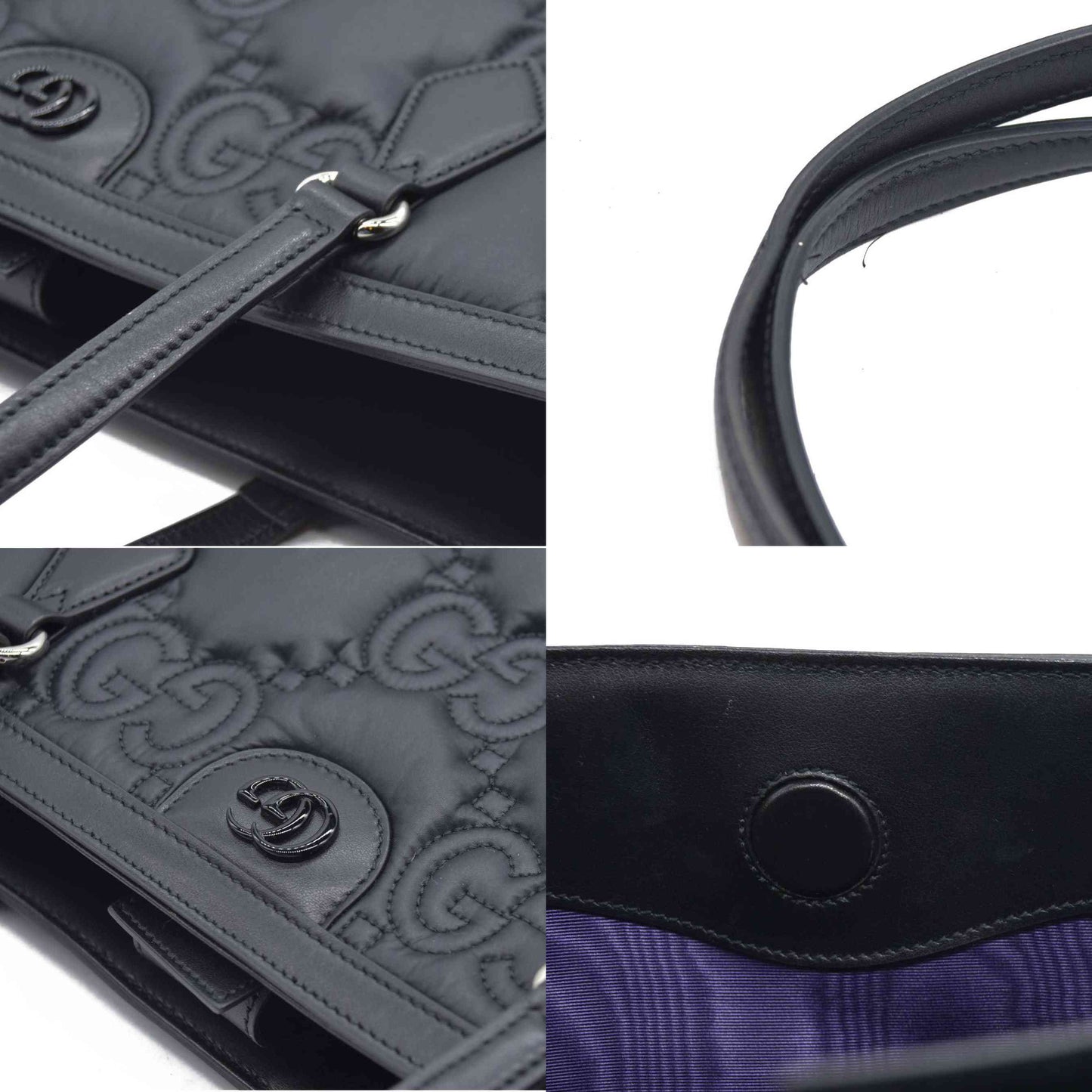 $2750 Gucci  Calfskin GG Matelasse Medium Ophidia Shopping Tote Black