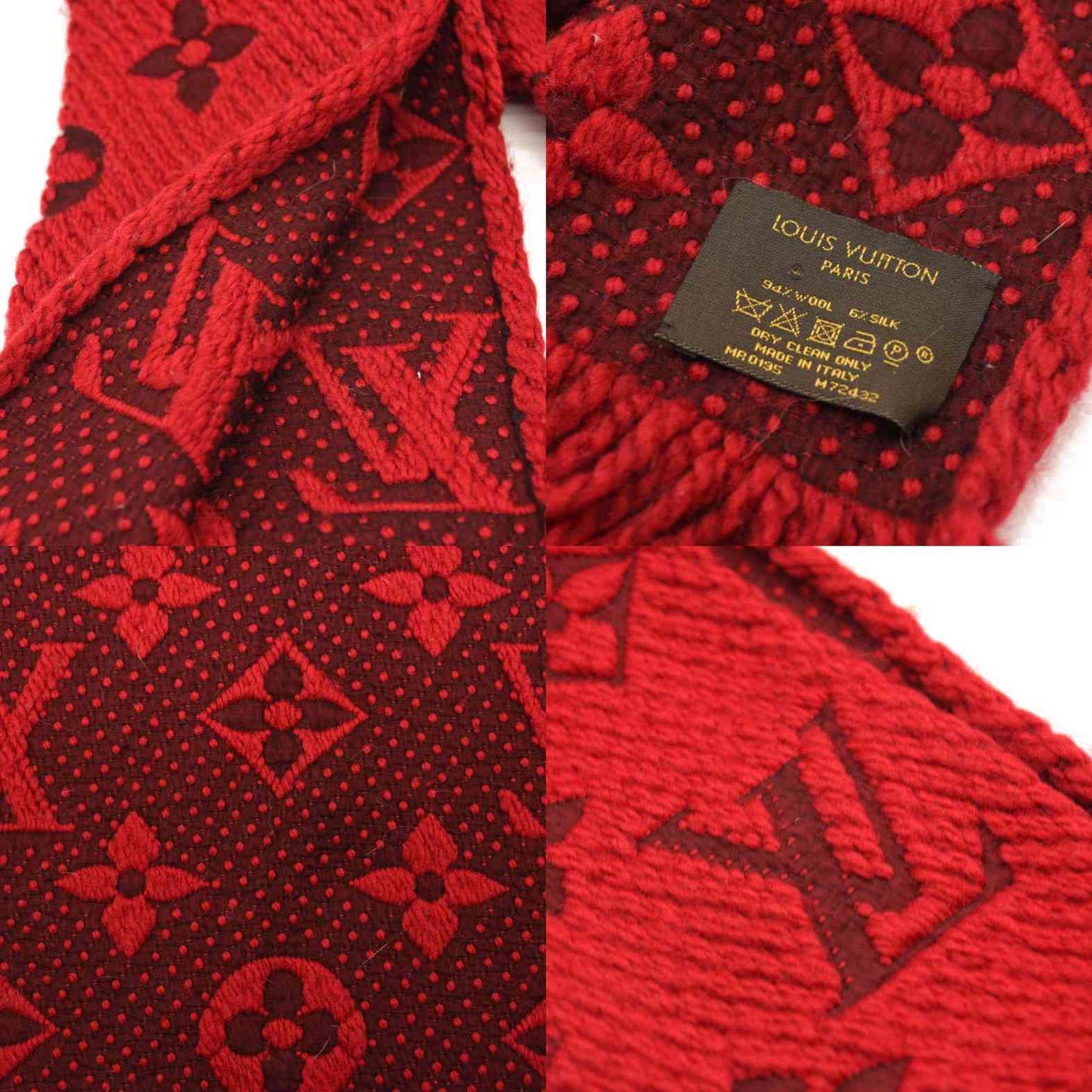 LOUIS VUITTON RED LOGOMANIA WOOL SCARF