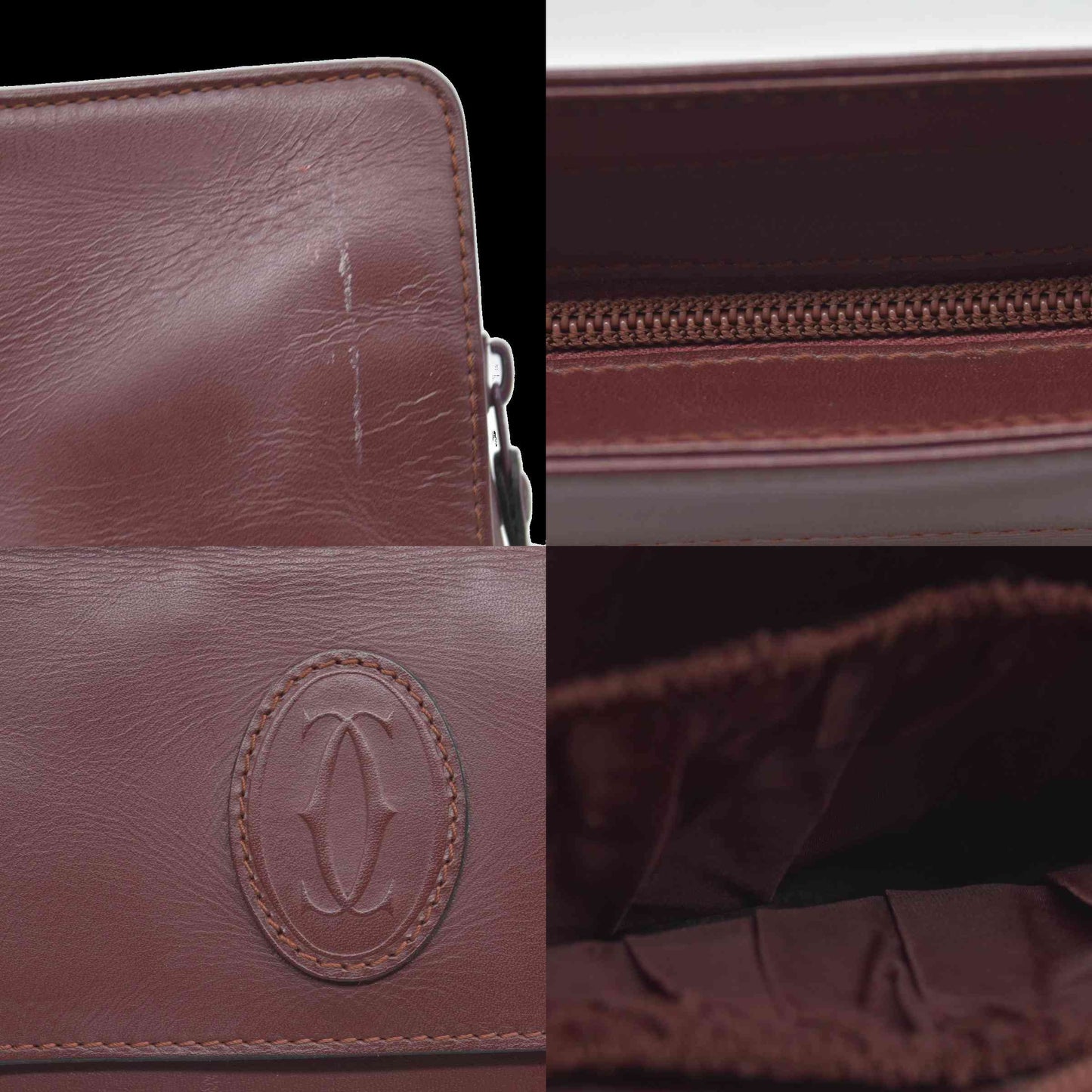 $1010 Cartier Leather Toiletry Clutch Bag Burgundy Red CONSIGNMENT