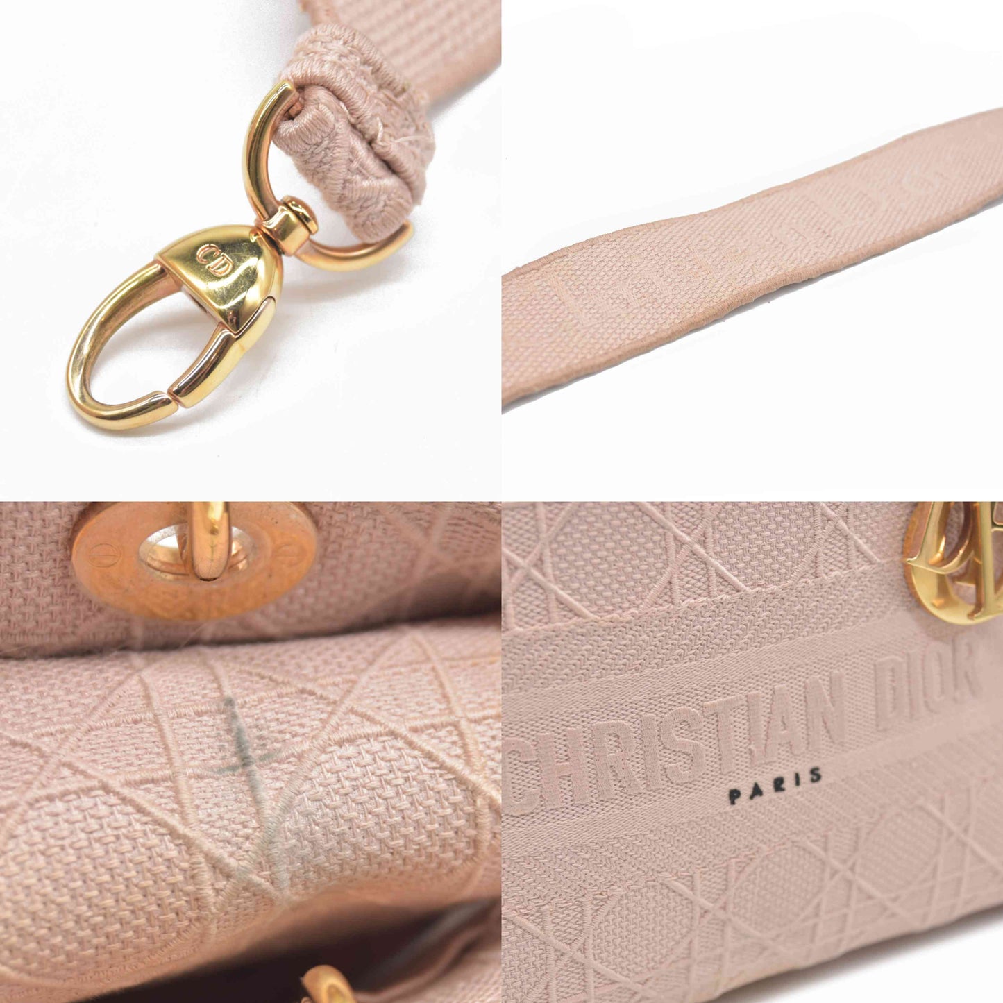 $4500 Christian Dior Canvas Embroidered Cannage Medium Lady D-Lite Pink