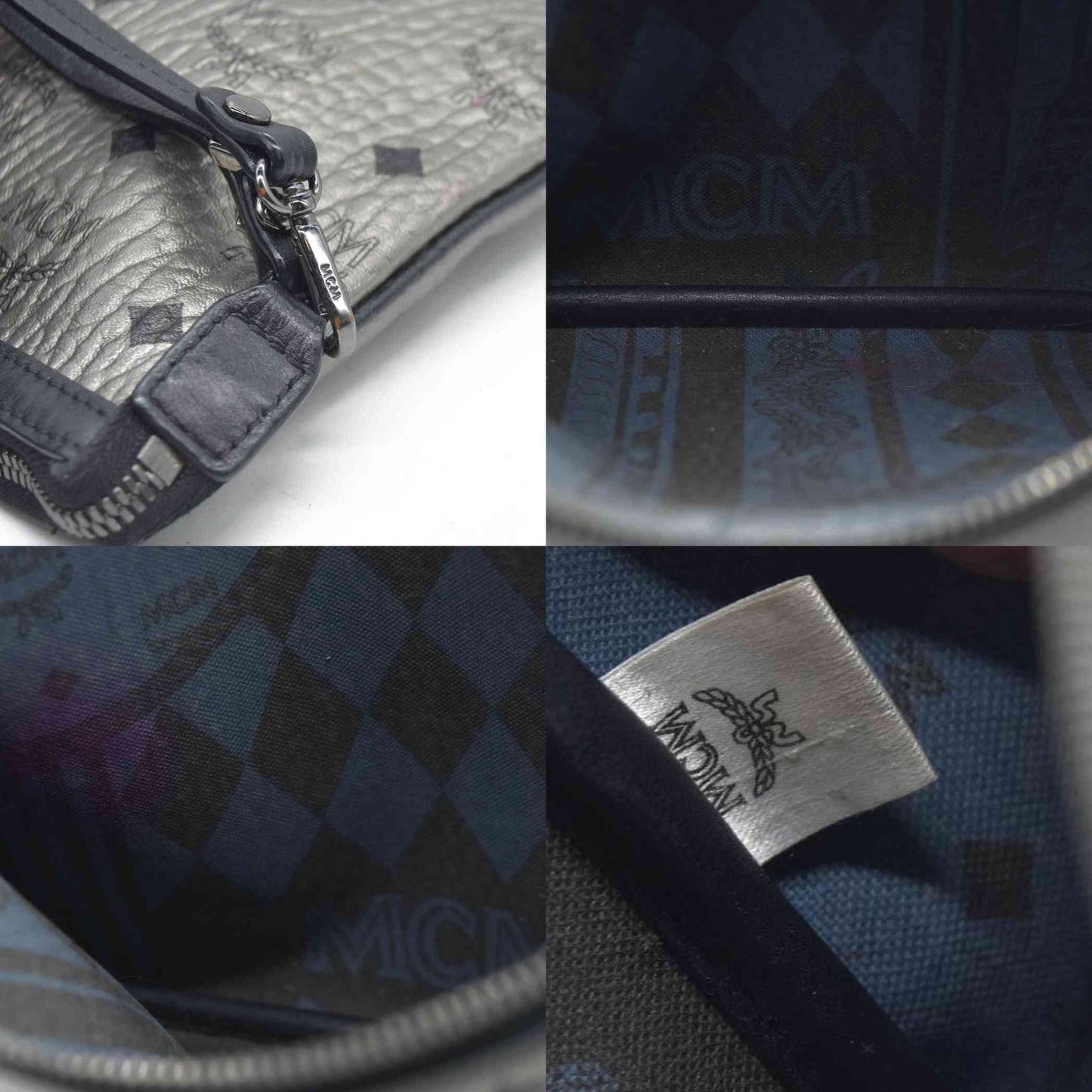 $700 MCM Tote Pouch Silver CONSIGNMENT