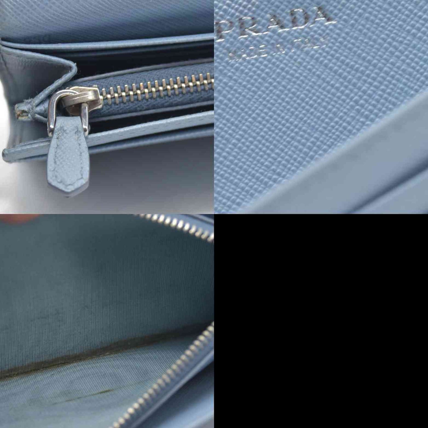 PRADA Saffiano Leather Long Bifold Wallet Blue