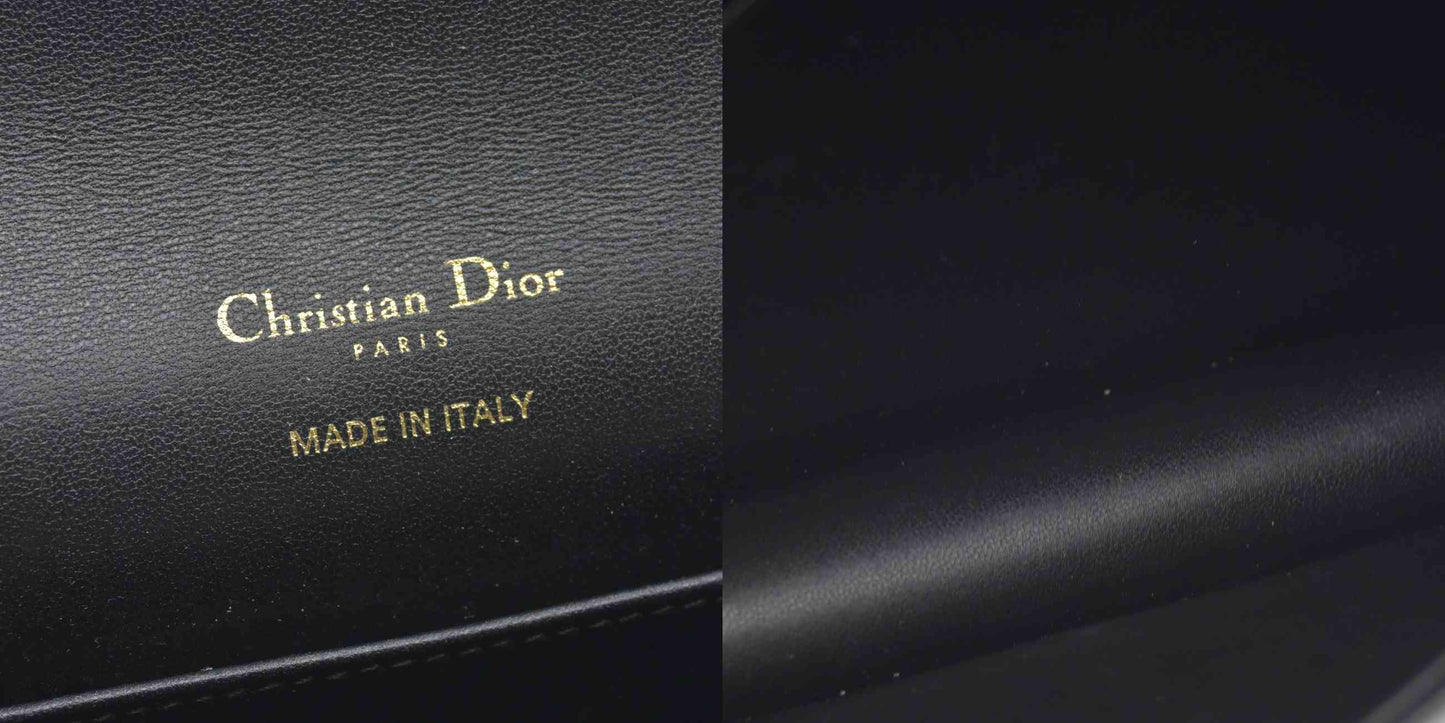 $2500 Christian Dior Lambskin Cannage Lady Dior Chain Wallet Black