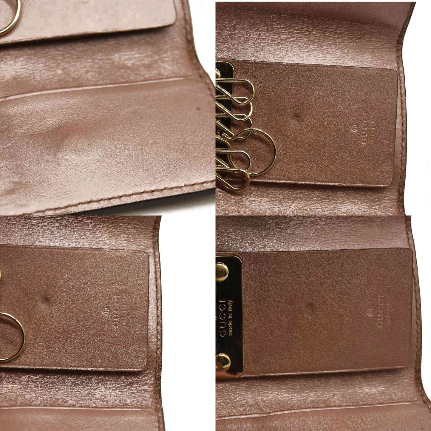 GUCCI Ssima GG Logo Patent Leather 6 Ring Key Case