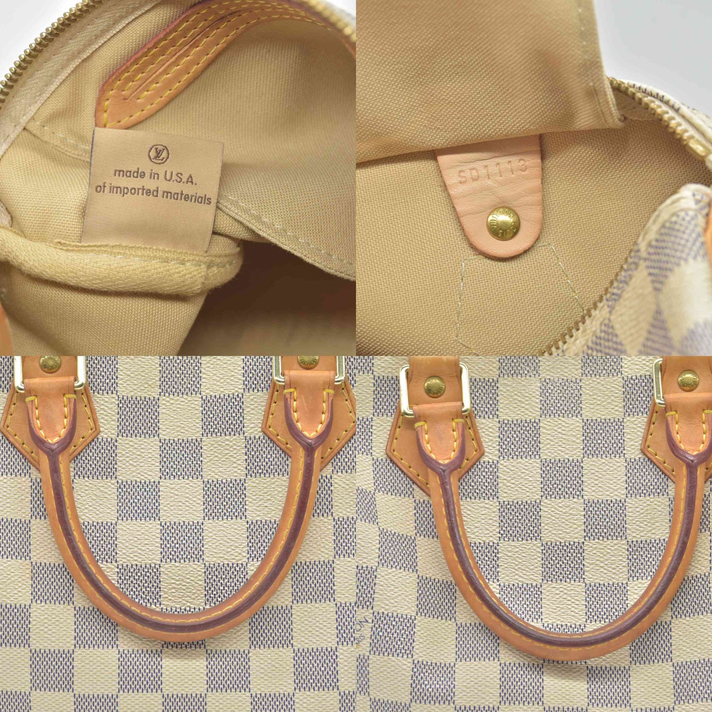 Louis Vuitton  Damier Azur Speedy 25 $1550 CONSIGNMENT 2013 SD1113