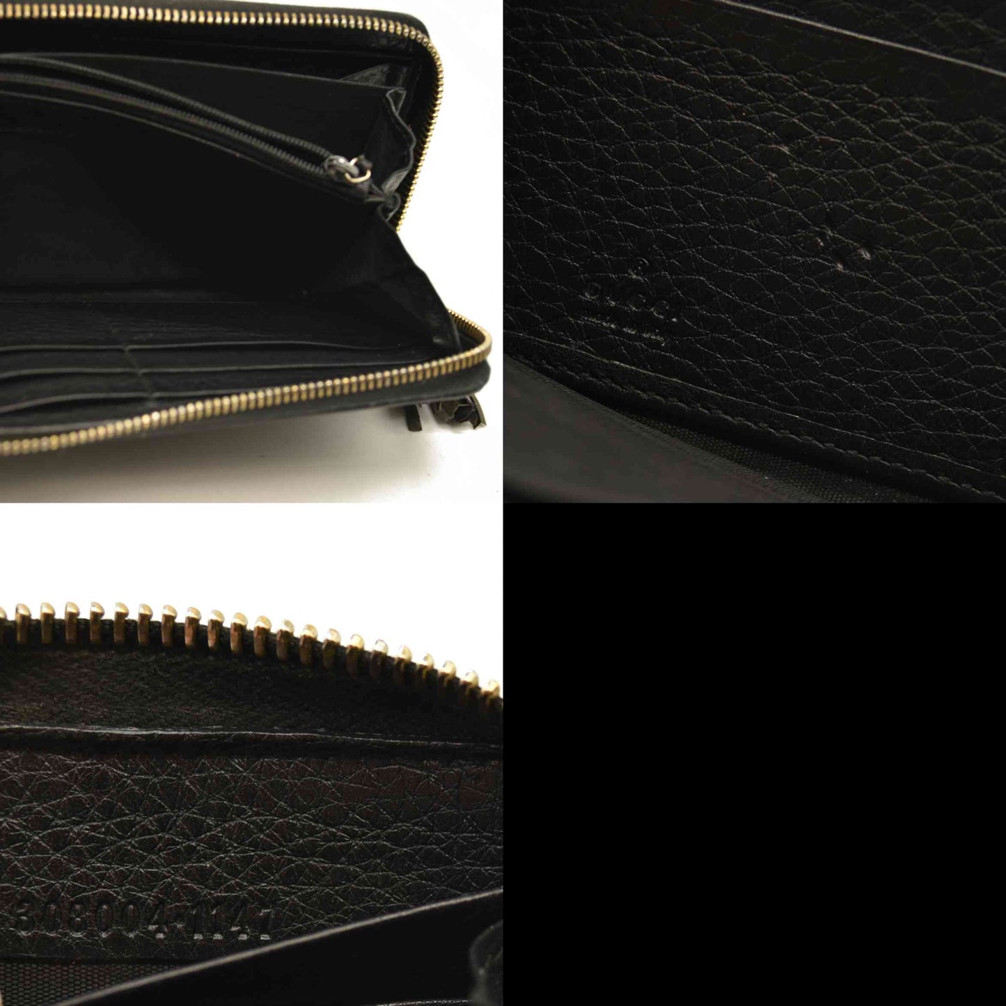 Gucci  Pebbled Calfskin Soho Zip Around Wallet Black