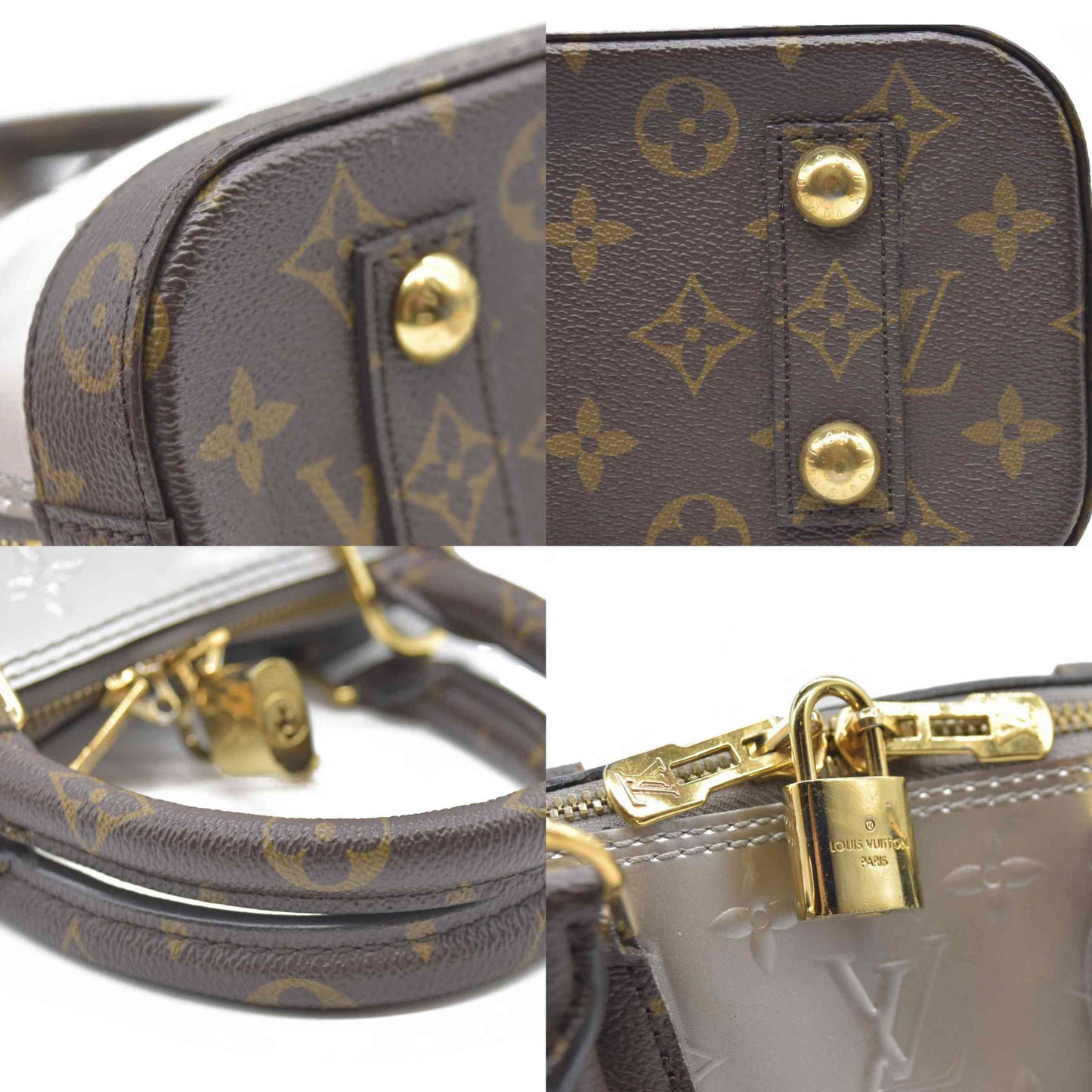 $1940 Louis Vuitton  Vernis Monogram Alma BB Taupe Metallise Crossbody
