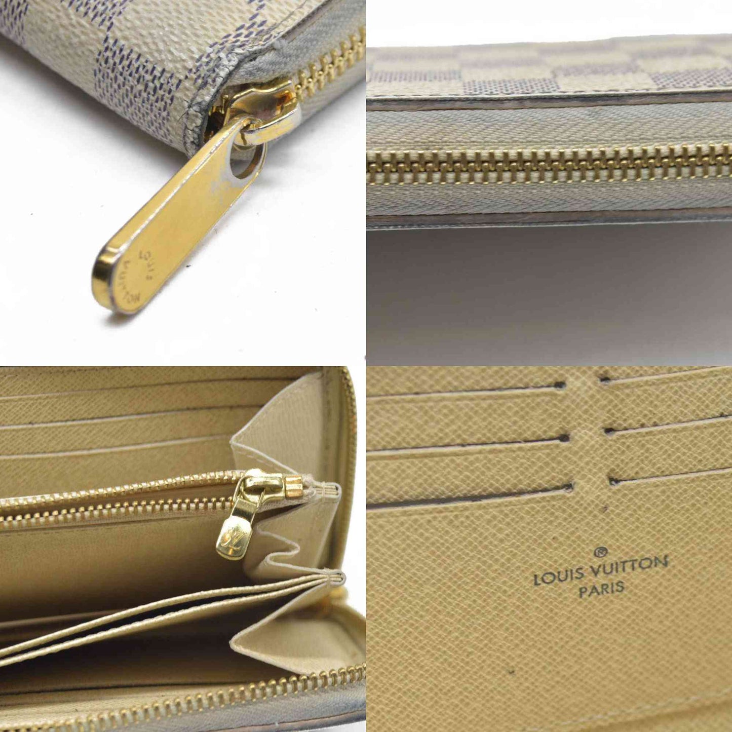 $895 Louis Vuitton  Damier Azur Zippy Wallet SD3196