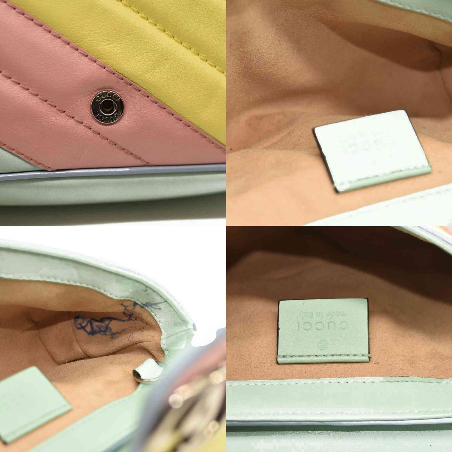 Gucci  Calfskin Matelasse Diagonal Super Mini GG Marmont Shoulder Bag Multicolor Pastel