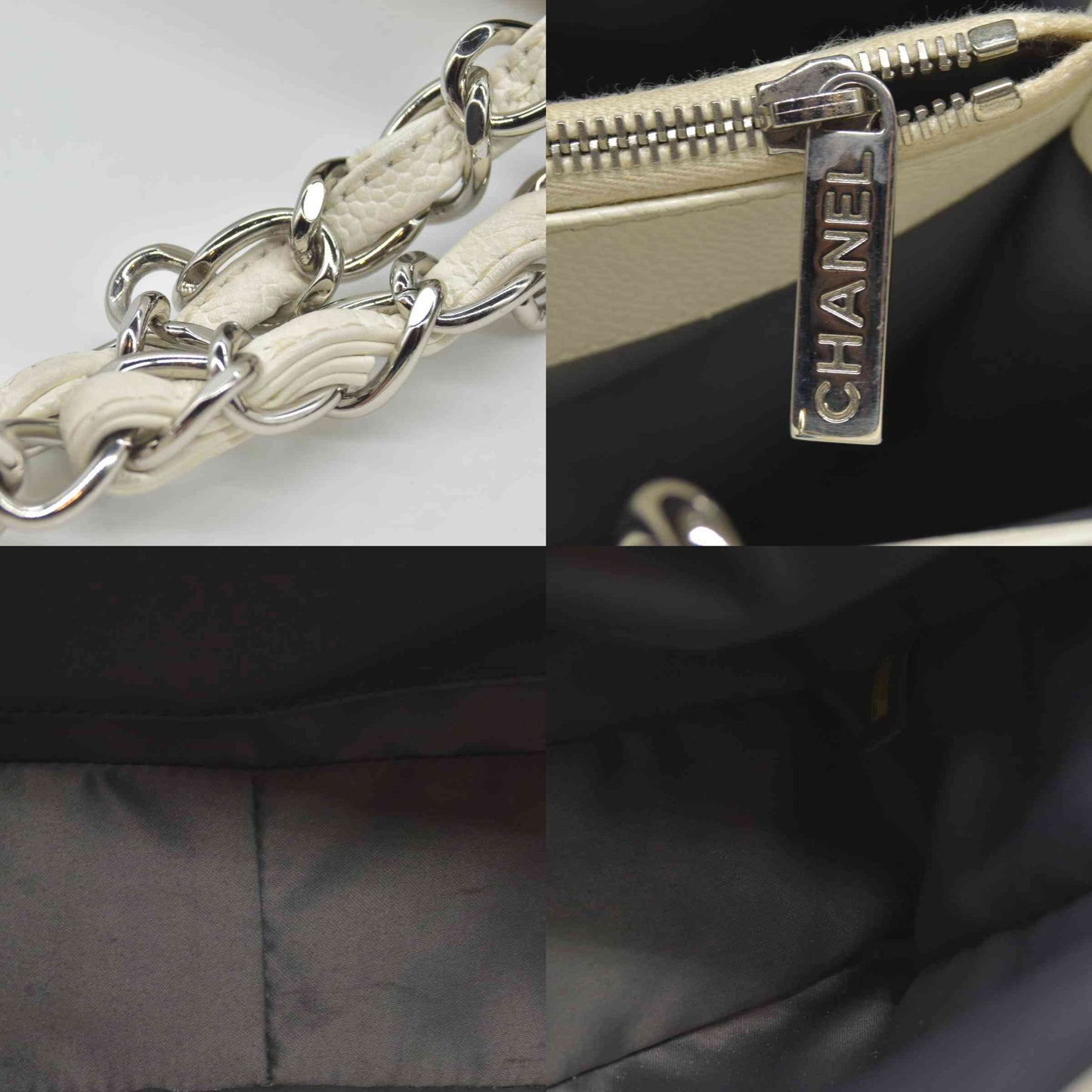 $3500 Chanel Caviar Quilted XL Grand Shopping Tote GST White 2011-2012