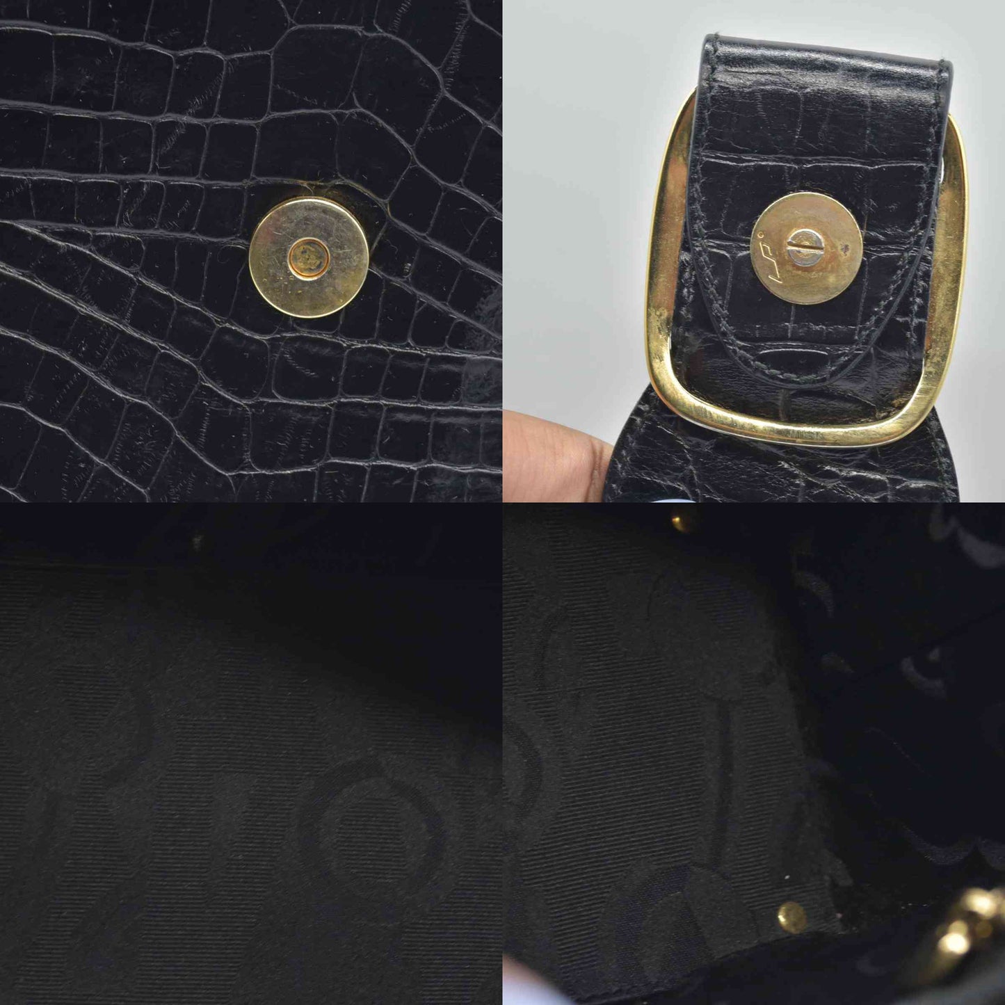$1200 Salvatore Ferragamo Vara Embossed Leather Shoulder Bag in Black CONSIGNMENT