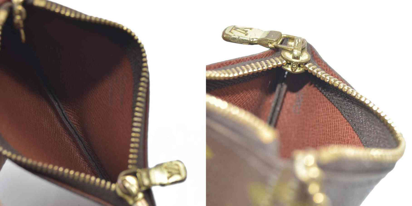 $345 LOUIS VUITTON Monogram Coin Purse Key Pochette Cles