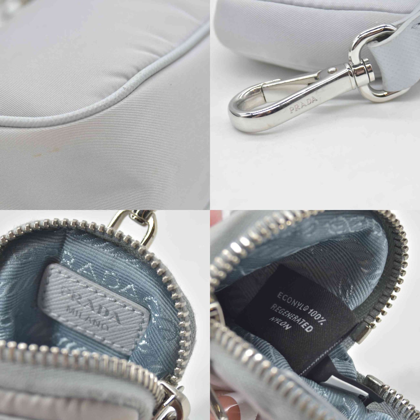 $2250 Prada Nylon Re-Edition 2005 Shoulder Bag Silver