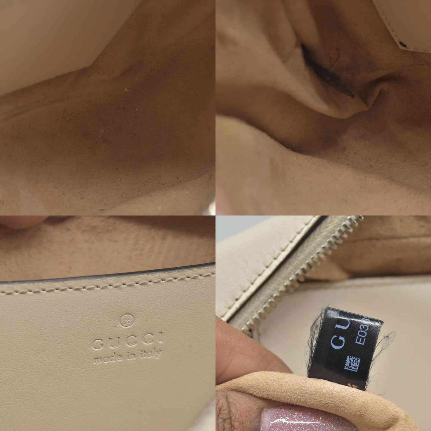 $1950 Gucci Calfskin Matelasse Aria Small GG Marmont Chain Shoulder Bag Mystic White