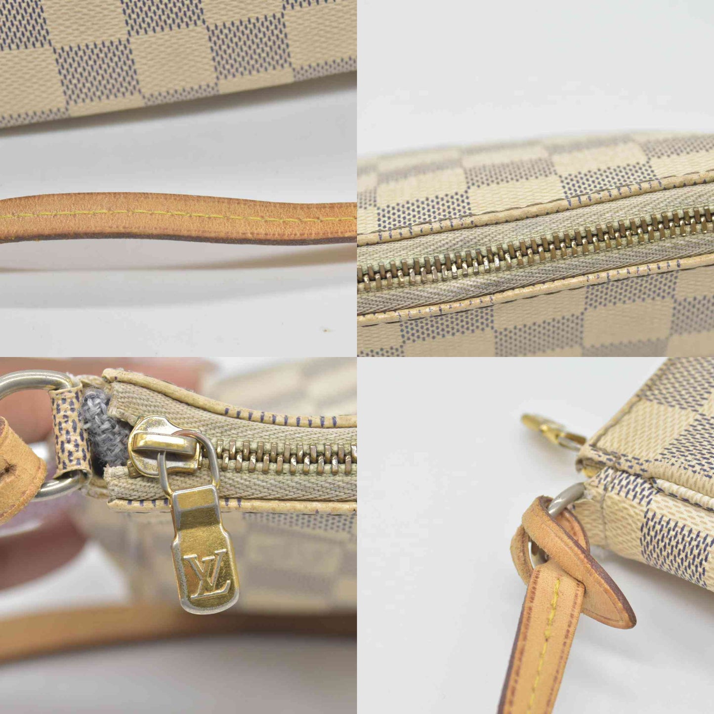 $1290 2012 Louis Vuitton Damier Azur Pochette Accessories NM CA4142