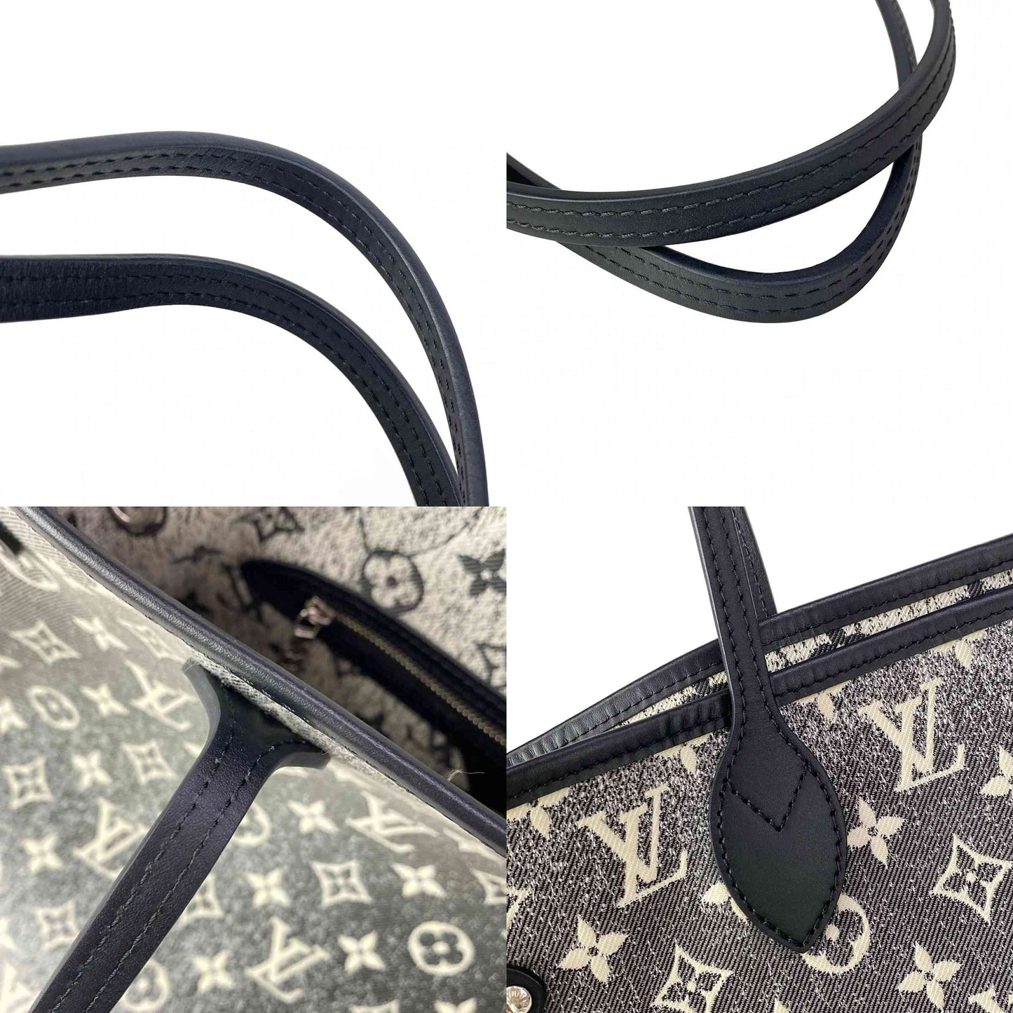 $2460 LOUIS VUITTON Neverfull MM M21465 Gray Monogram Jacquard Denim