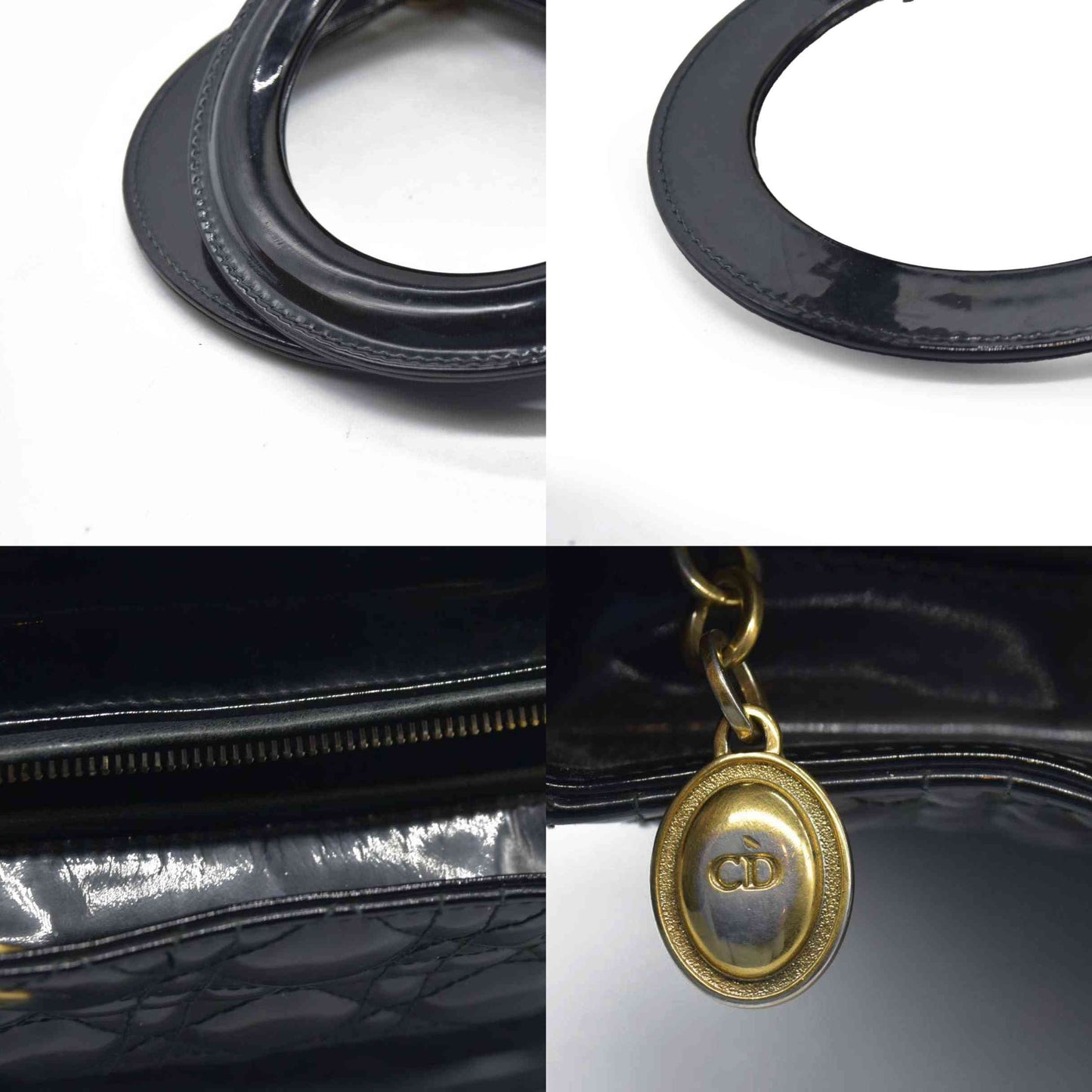 $6460 Christian Dior  Patent Cannage Large Lady Dior Black