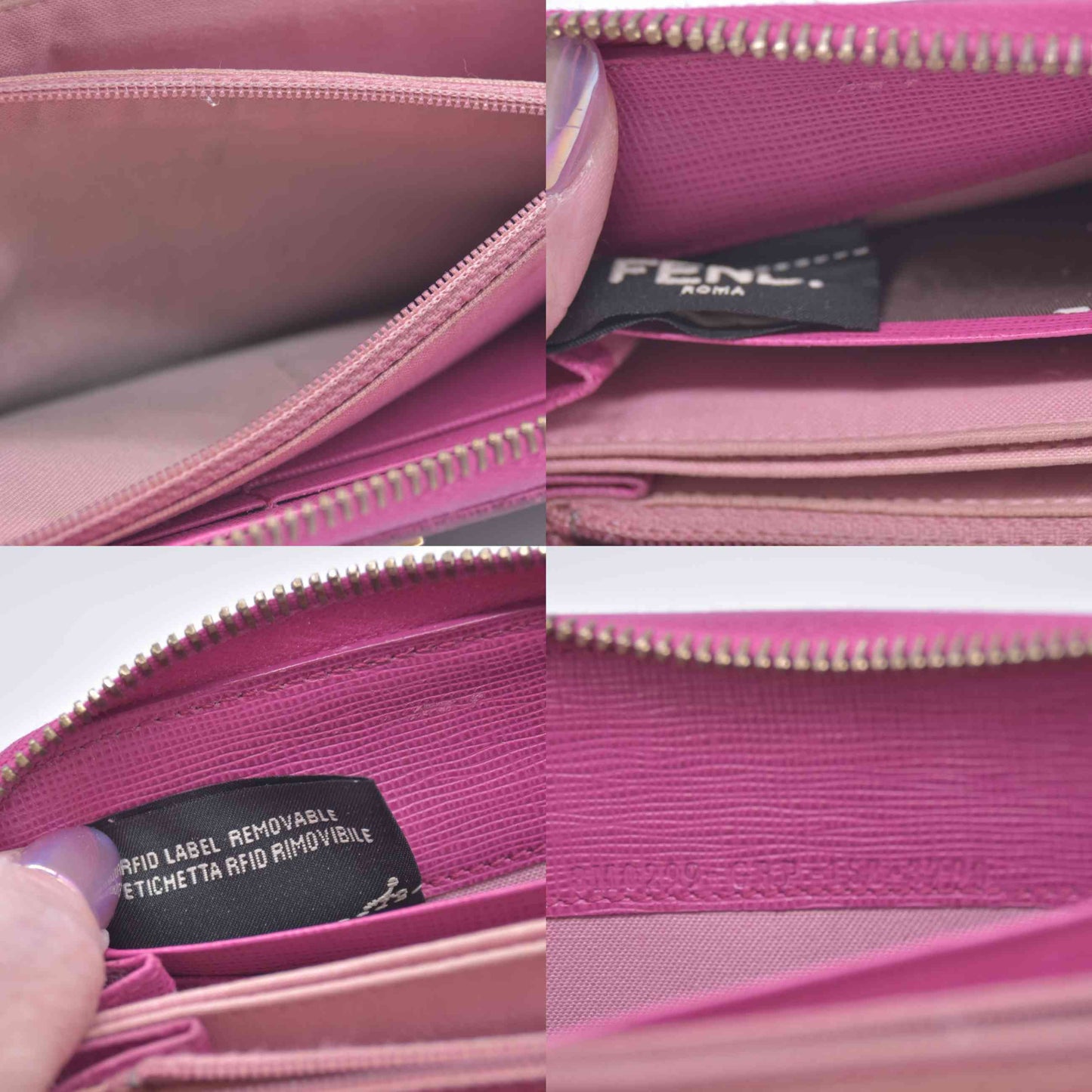 $930 Fendi Zucca Pink Monogram Zip Around Wallet CONSIGNMENT