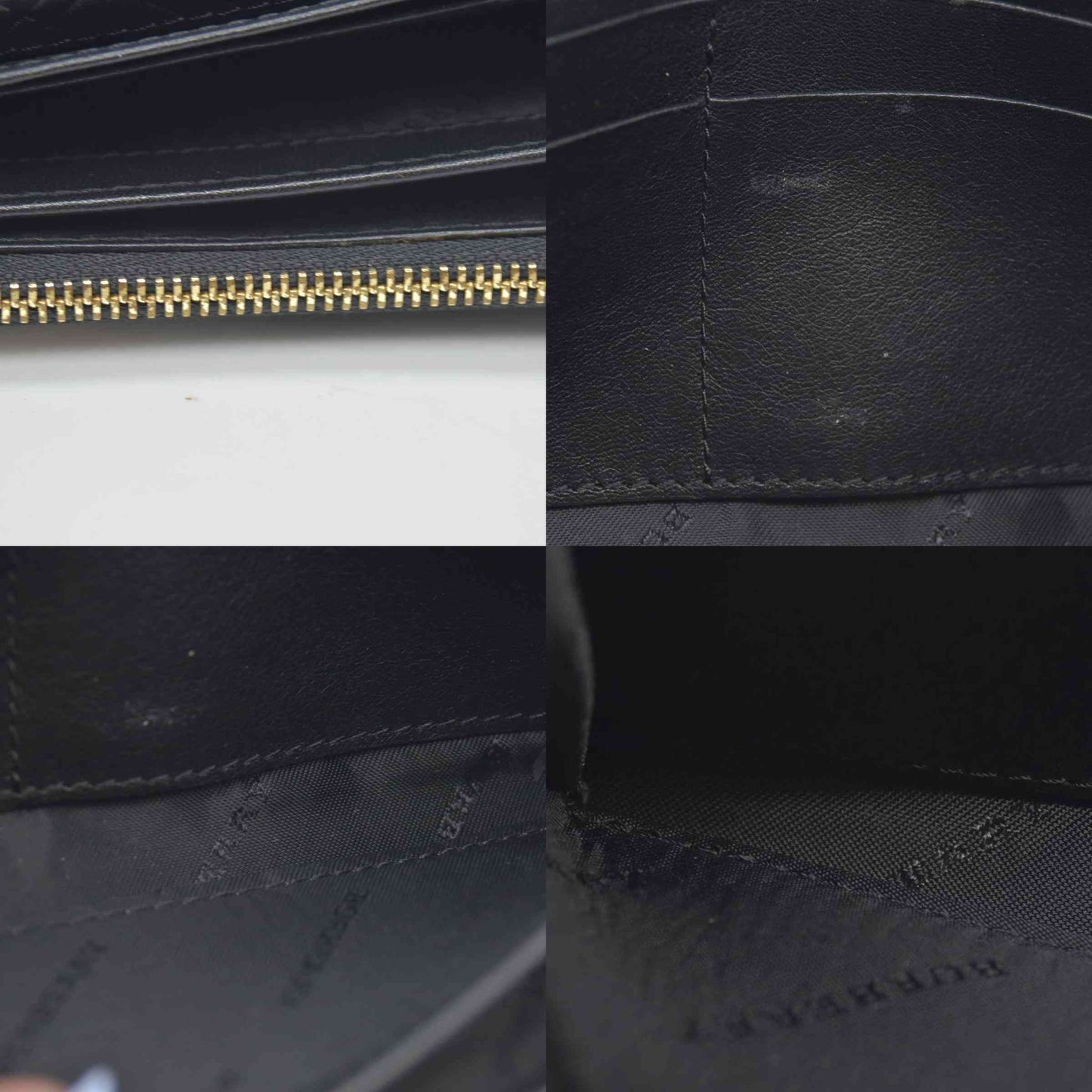 $620 Burberry Grainy Calfskin Patent Black Leather Porter Continental Wallet Black CONSIGNMENT