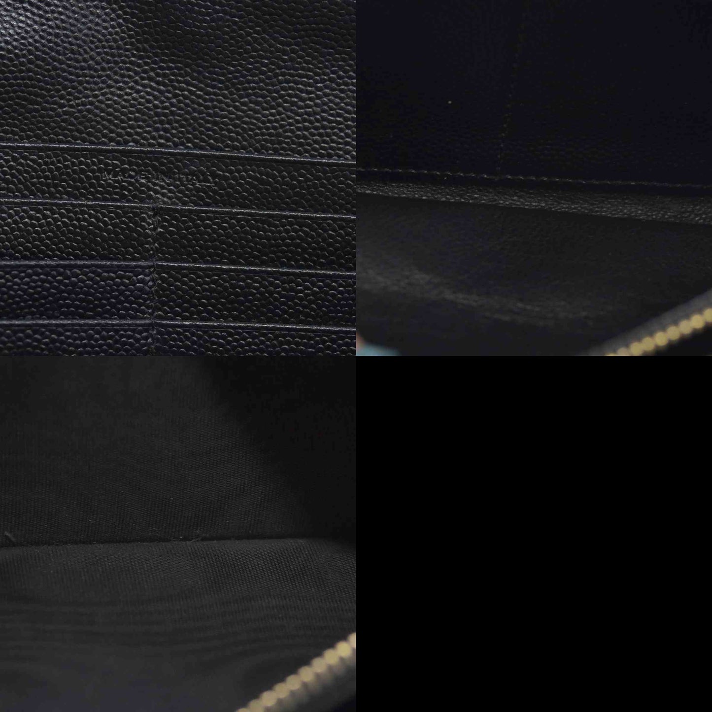 $750 Saint Laurent Grain De Poudre Matelasse Chevron Monogram Flap Wallet Black