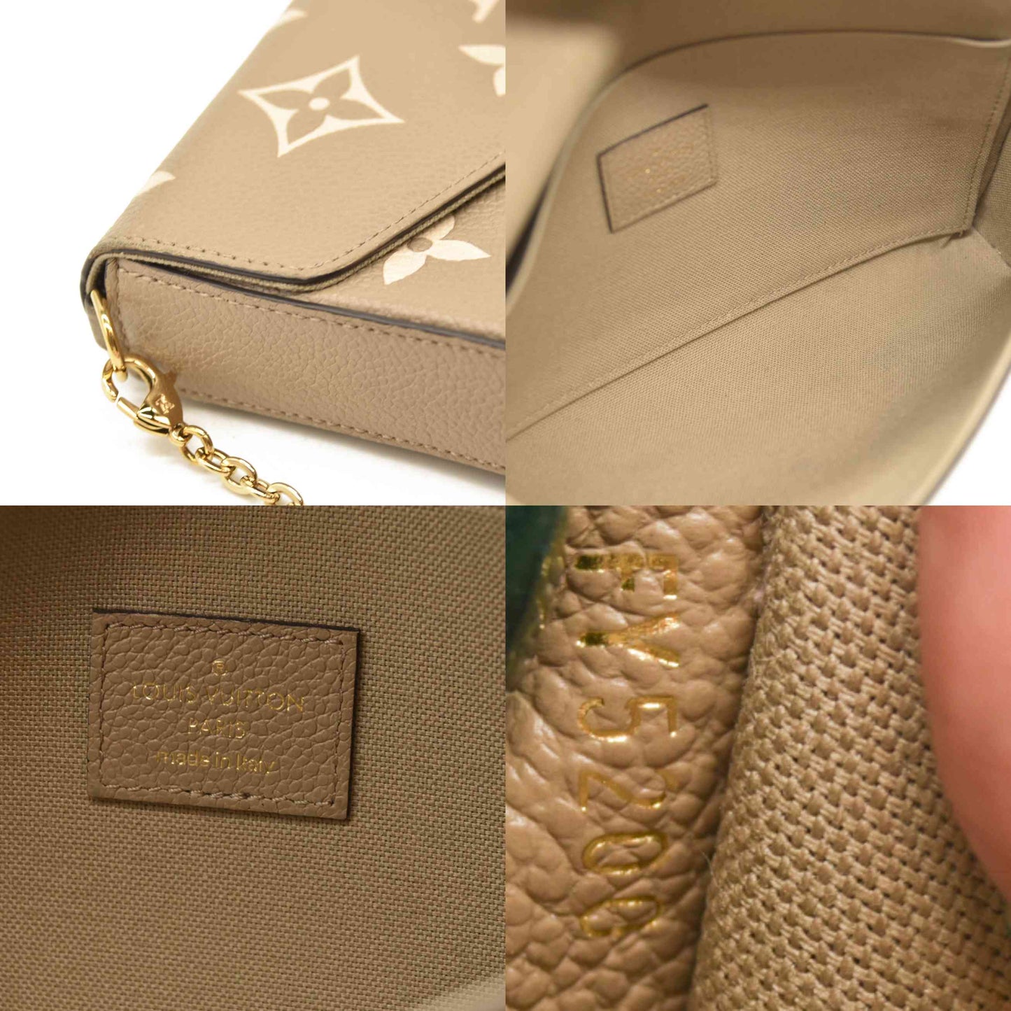 Louis Vuitton  Empreinte Monogram Giant Felicie Pochette Tourterelle Creme FY5200