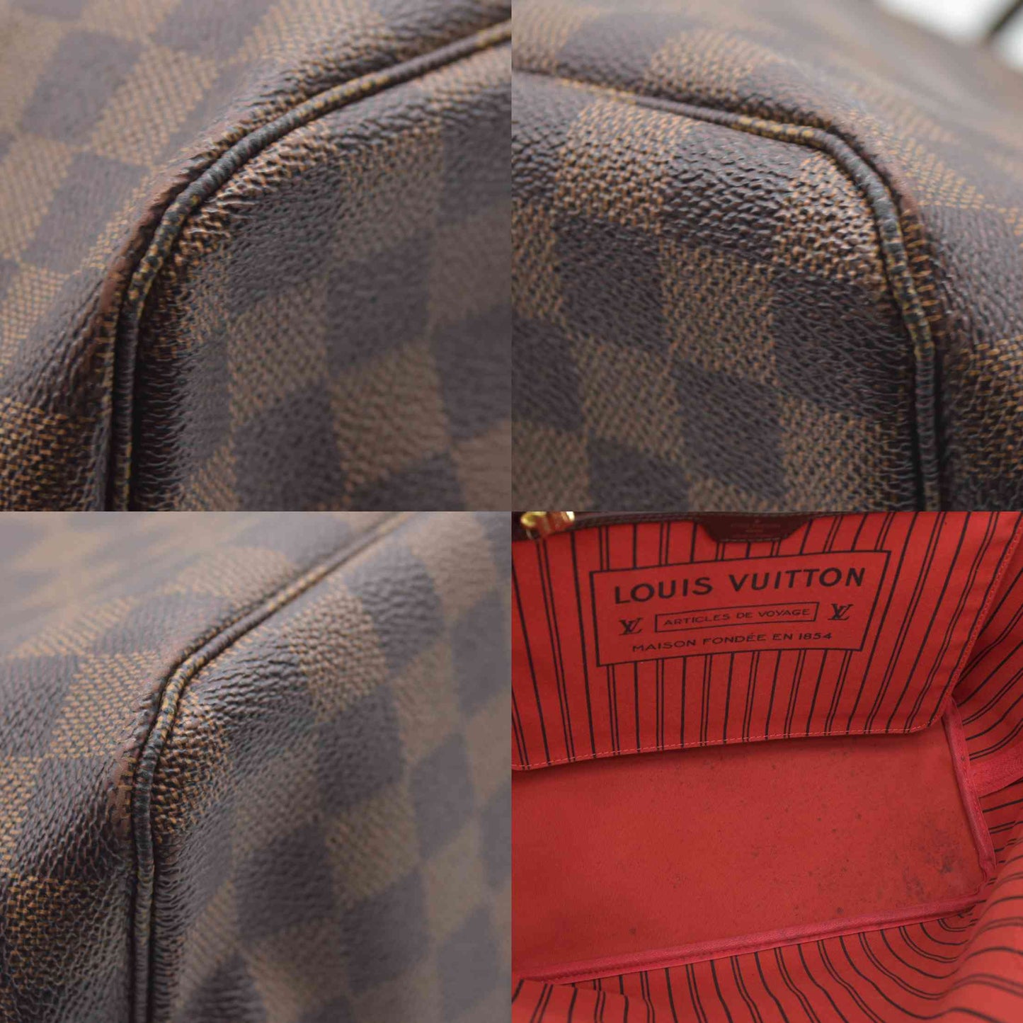 $2190 Louis Vuitton 2016 Damier Ebene Neverfull MM AR4166