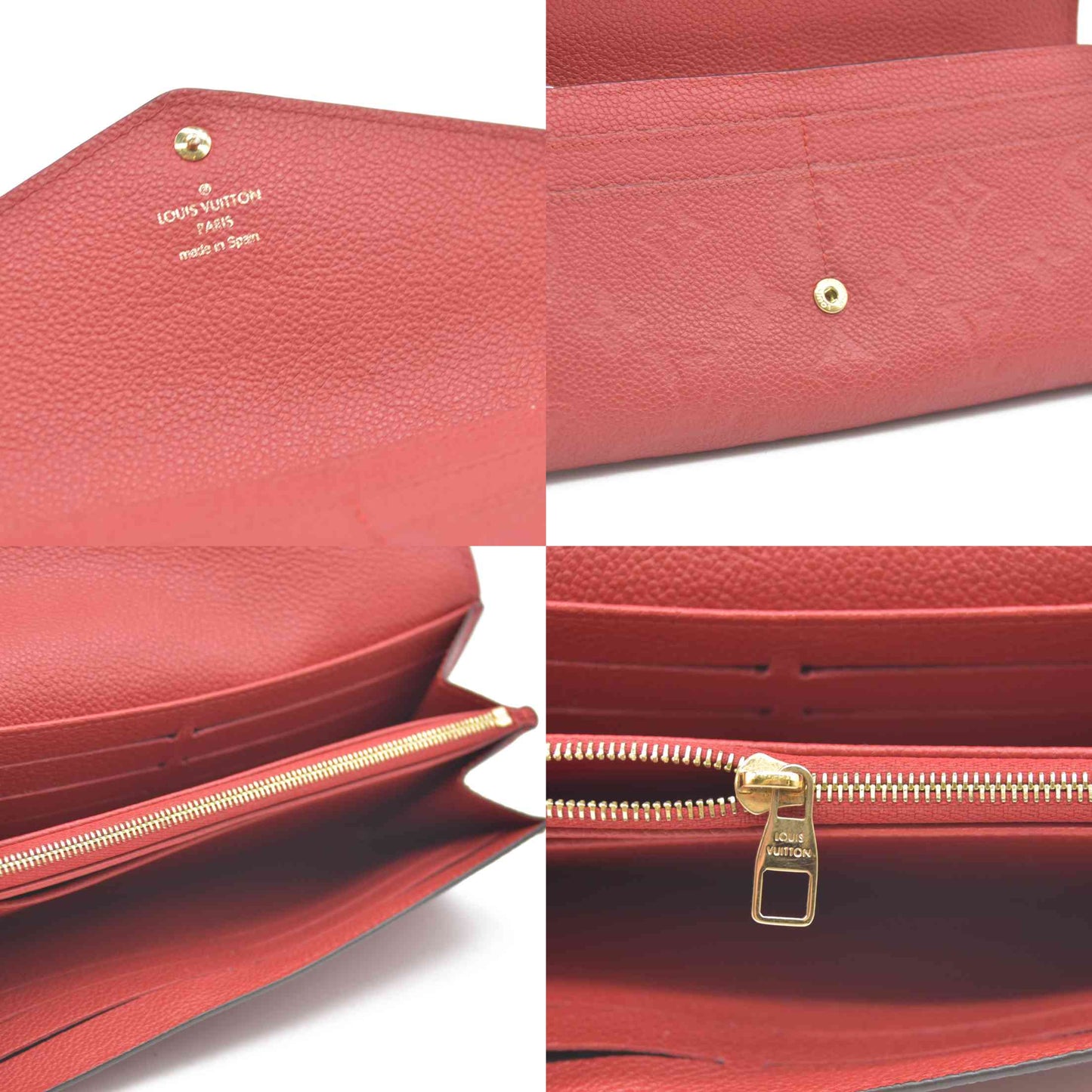 AUCTION $1030 Louis Vuitton  Empreinte Sarah Wallet NM Red Scarlet CA4167