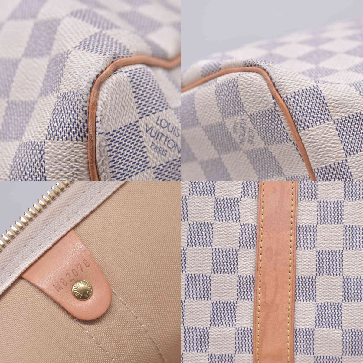 $1440 Louis Vuitton 2008 Damier Azur Keepall 50 MB2078 10021299