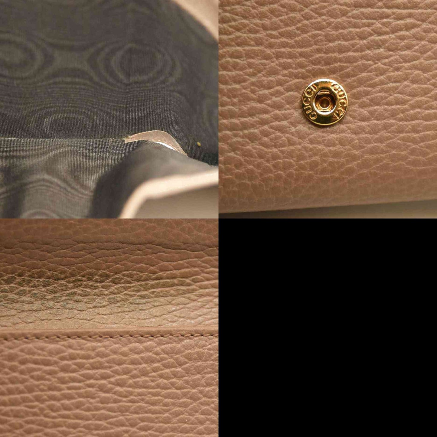 GUCCI GG Marmont Leather Compact Trifold Wallet Beige