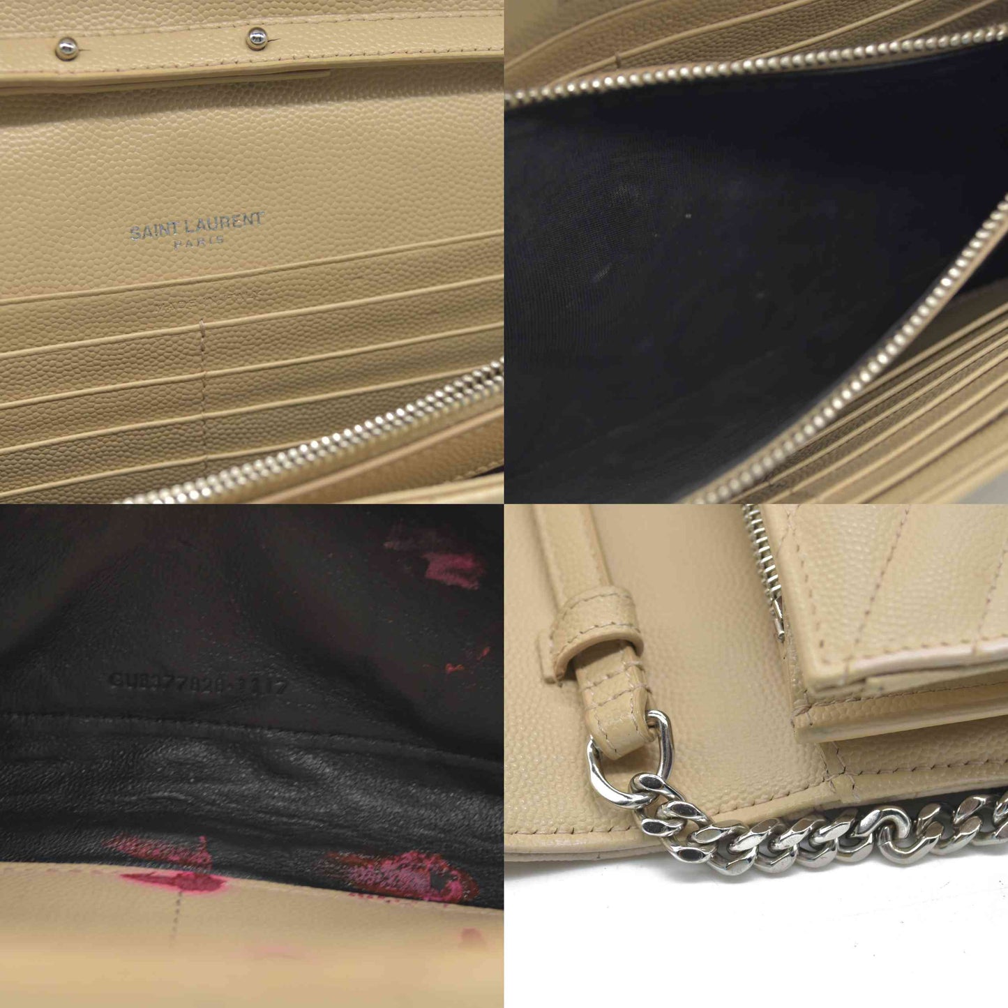 $1690 Saint Laurent Chevron Envelope Medium Crossbody Beige