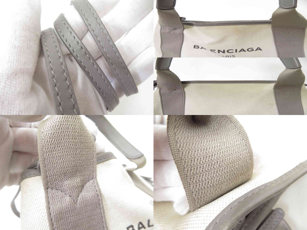 $1,150 2020 Balenciaga Navy Cabas XS Canvas 2-Way Tote 390346-2710