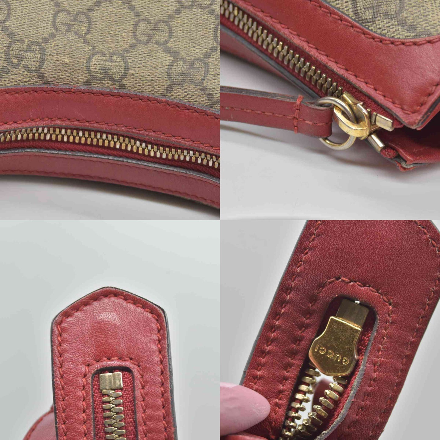 $1980 Gucci GG Supreme Monogram Linea A Hobo Red