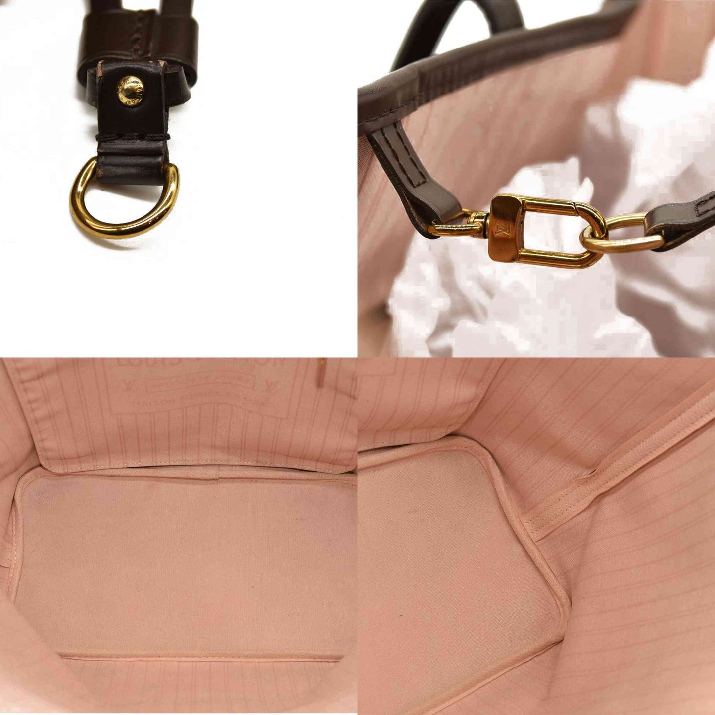 Louis Vuitton  Damier Ebene Neo Neverfull MM Rose Ballerine
