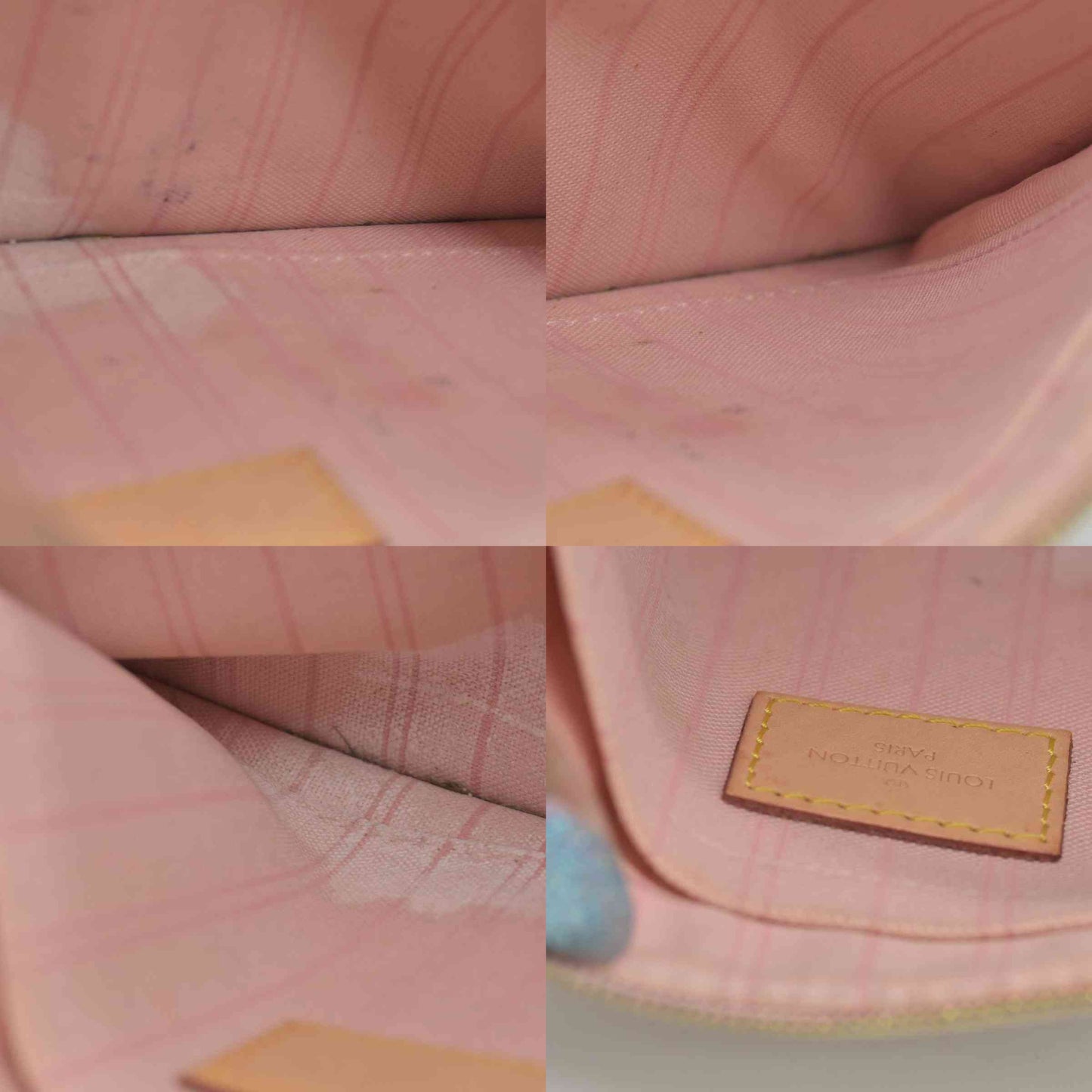 $600 2018 Louis Vuitton Damier Azur Neverfull MM GM Pochette Rose Ballerine SD2158