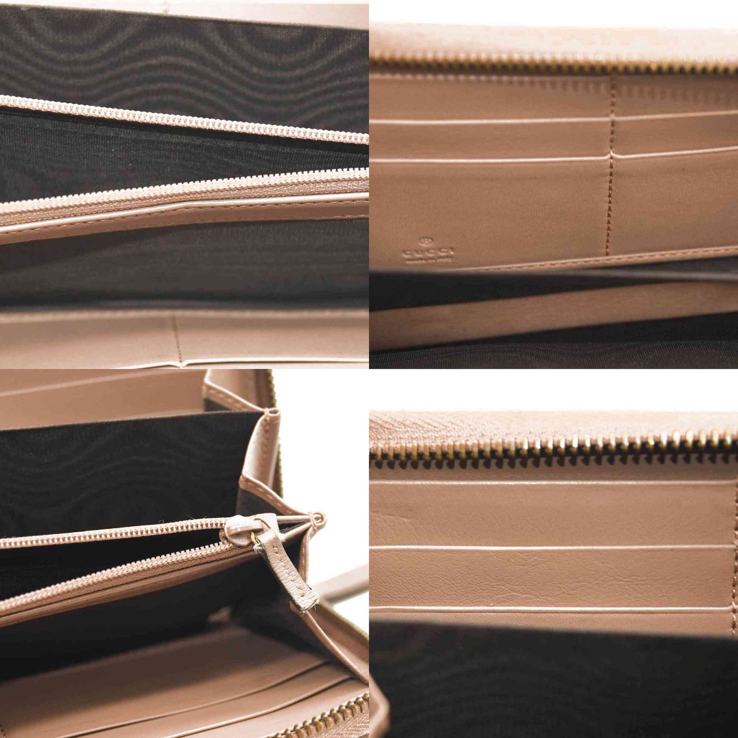 GUCCI Calfskin Matelasse Pearly GG Marmont Zip Around Wallet Porcelain Rose