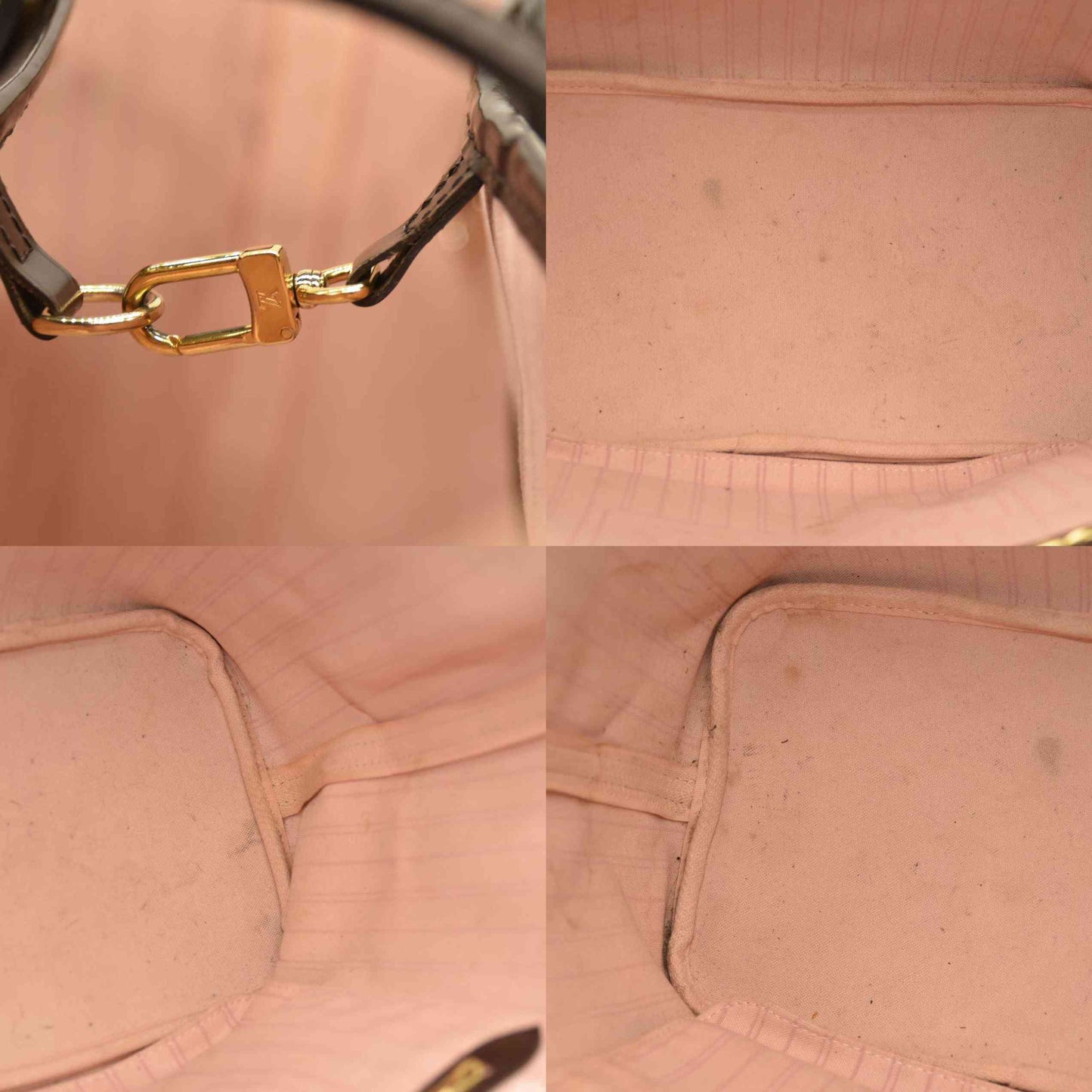 Louis Vuitton  Damier Ebene Neo Neverfull MM Rose Ballerine - Minor Stains on interior