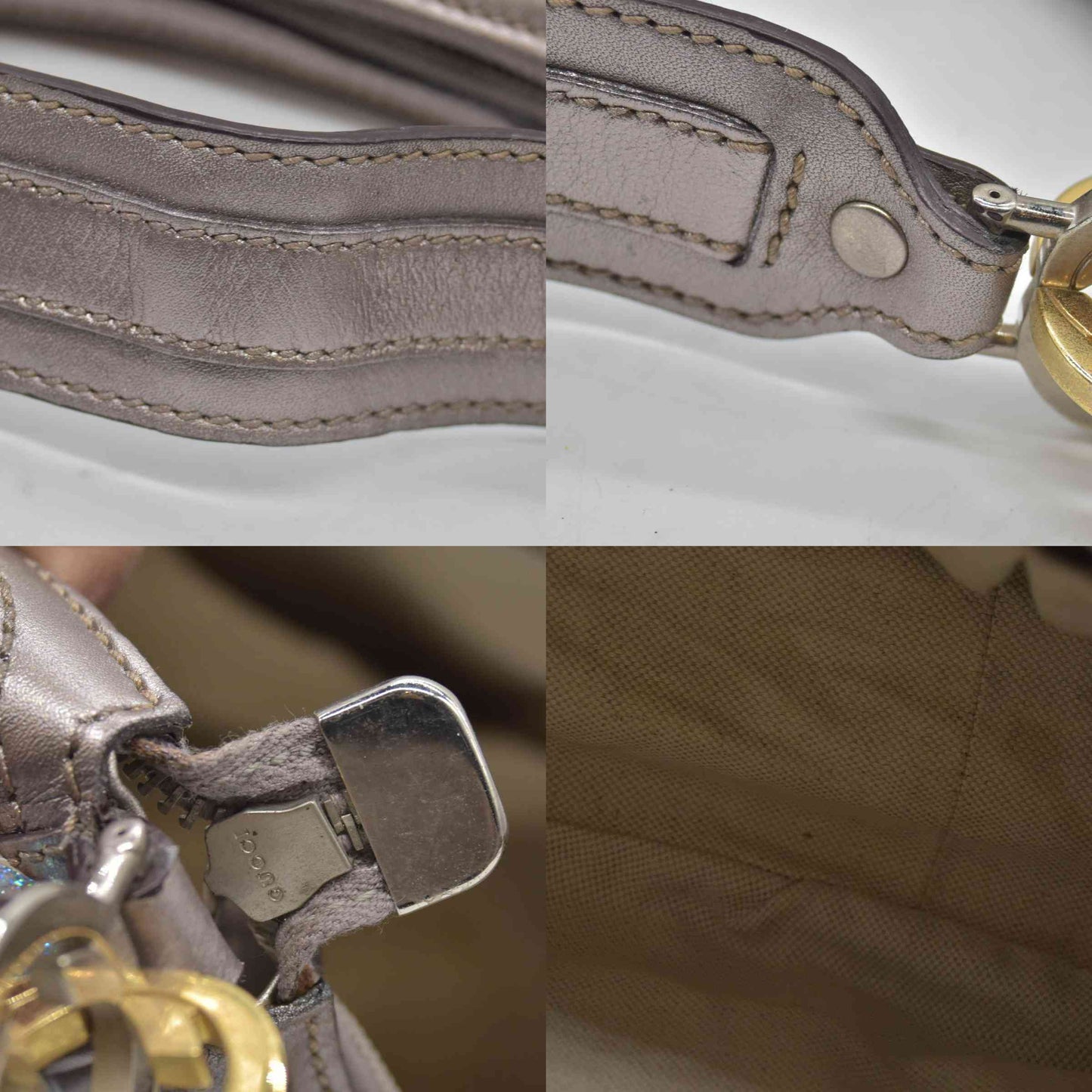 Gucci Metallic Guccissima Medium GG Twins Hobo Mauve