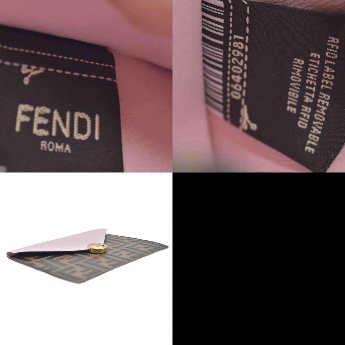 $850 Fendi Vitello Cruise F is Fendi Bi-Color FF 1974 Embossed Envelope