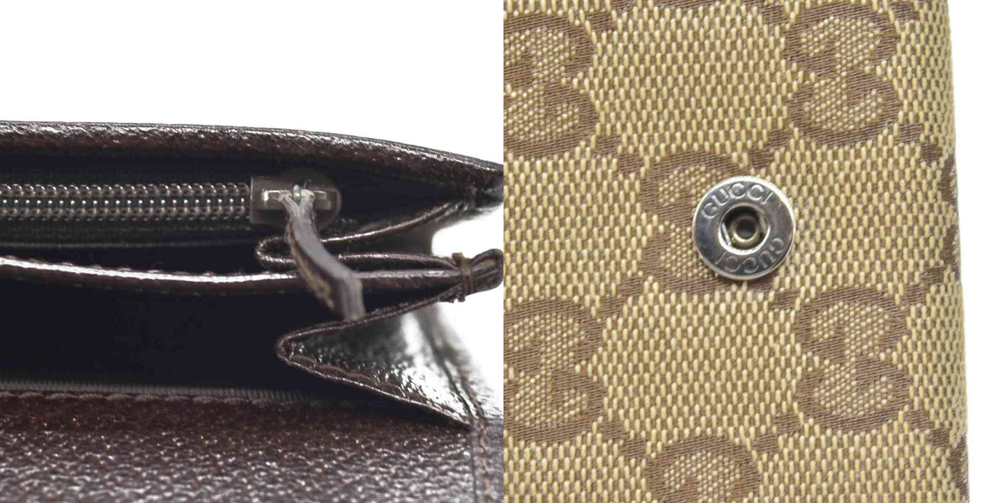 $690 Gucci GG Canvas Logo Plaque Bifold Wallet CONSIGNMENT