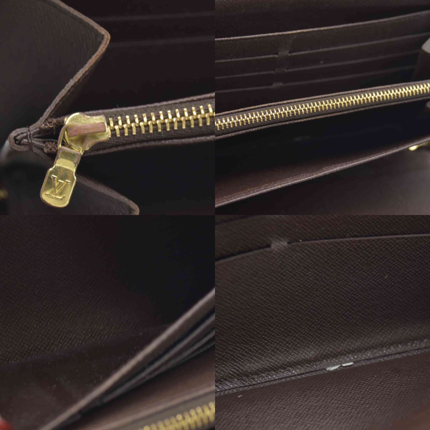 AUCTION $1060 Louis Vuitton Damier Zippy Zip Around Organizer Long Wallet Brown VI0036