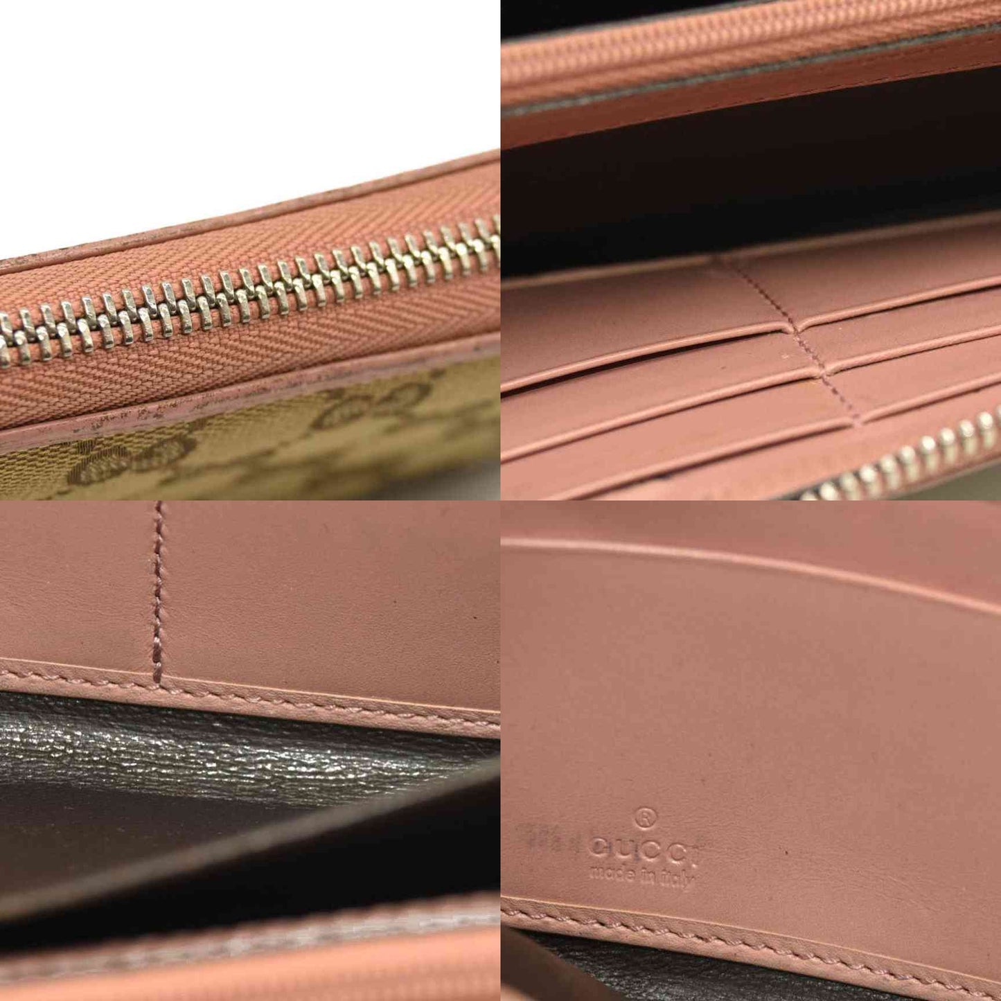 GUCCI Interlocking G GG Logo Canvas Zip Around Long Wallet Beige