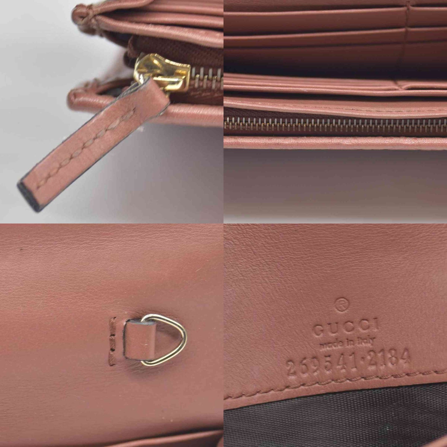 $690 Gucci Pink Microguccissima Leather Continental Wallet on Chain CONSIGNMENT