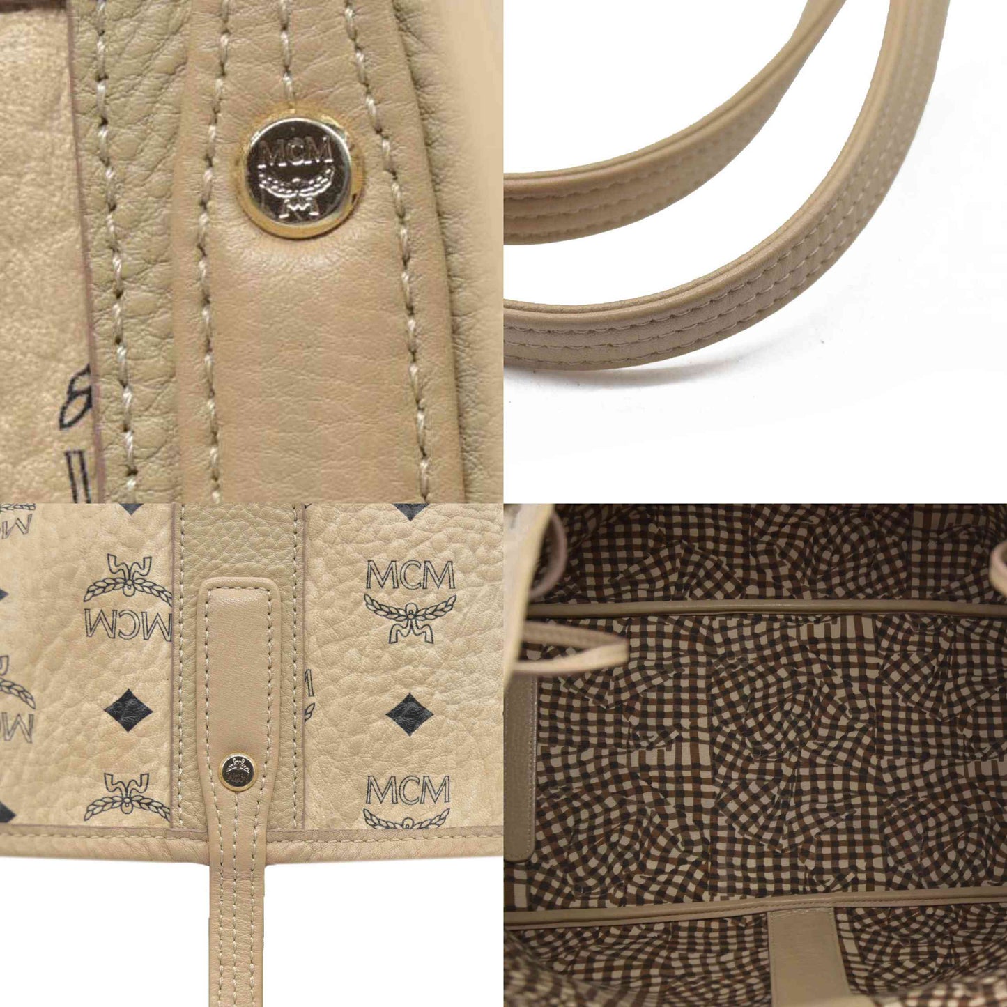 $830 MCM Tote Beige Large Liz Reversible Tote