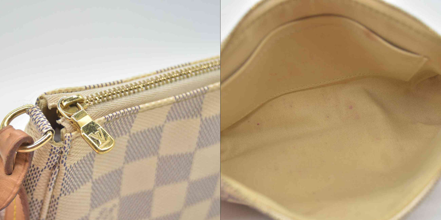 $1220 2020 Louis Vuitton Damier Azur Pochette Accessories NM MB4250