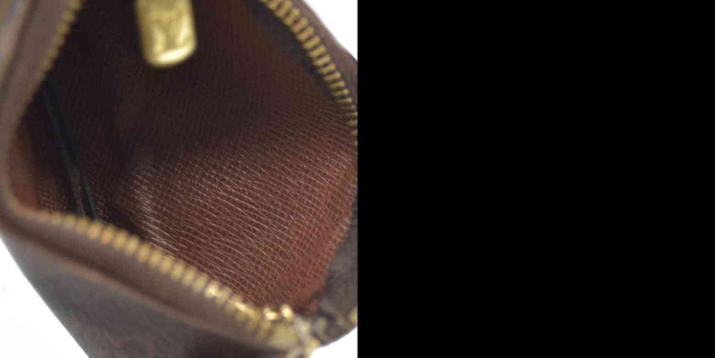 Louis Vuitton Monogram Pochette Cles Wallet Coin Purse Brown