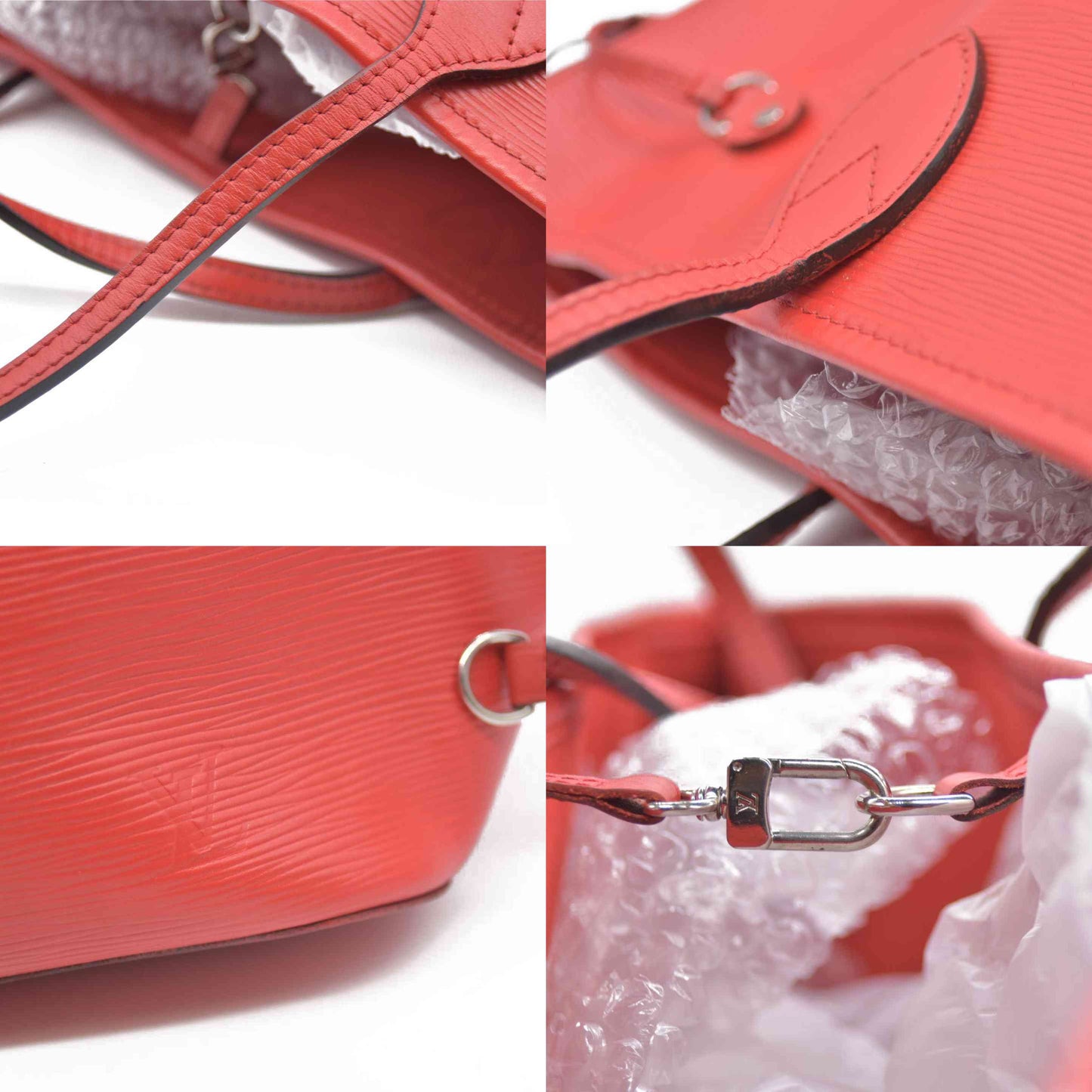 $2640 AUCTION Louis Vuitton  Epi Neverfull MM Coquelicot